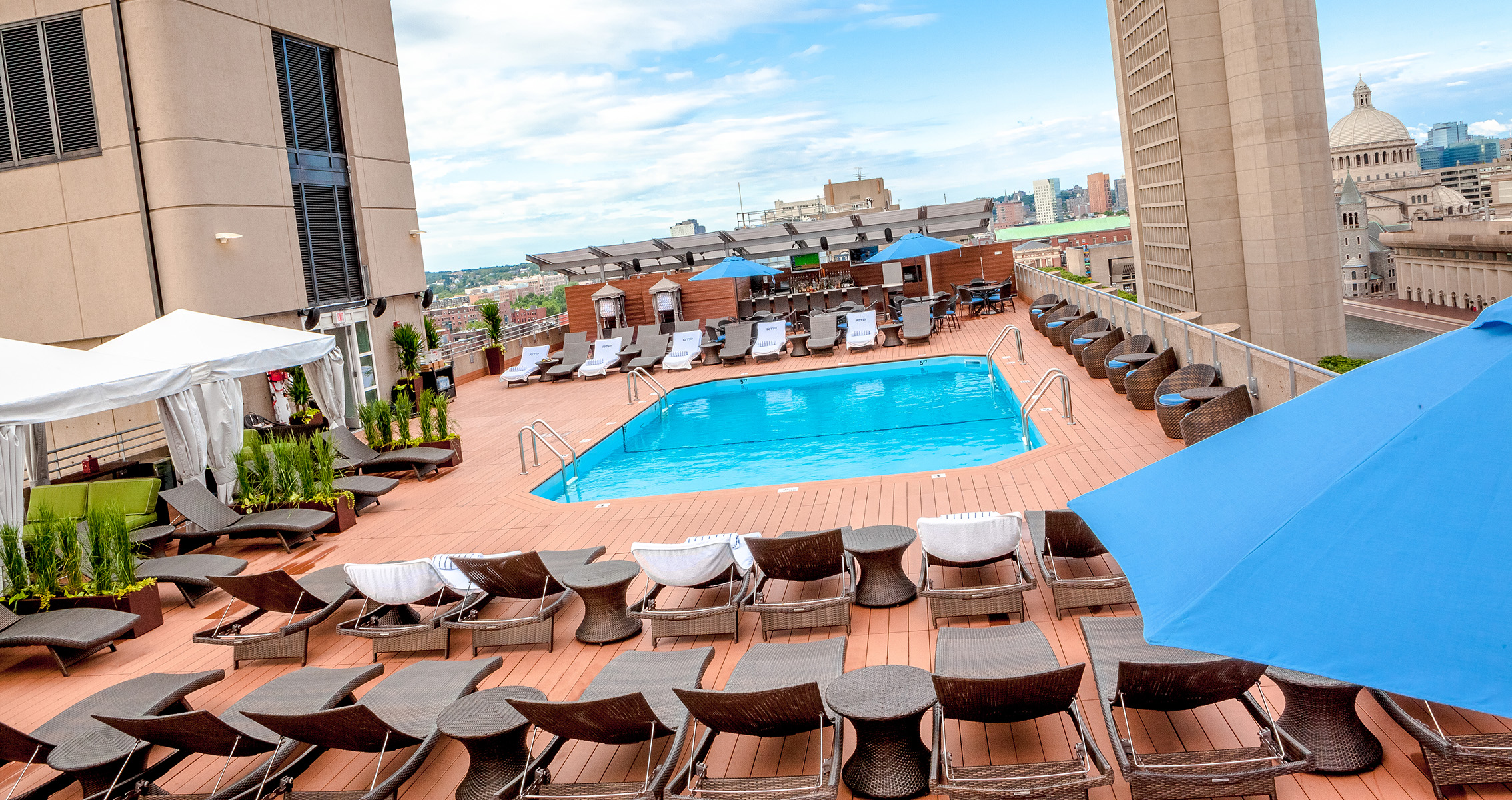 The rooftop pool at the Colonnade Hotel.