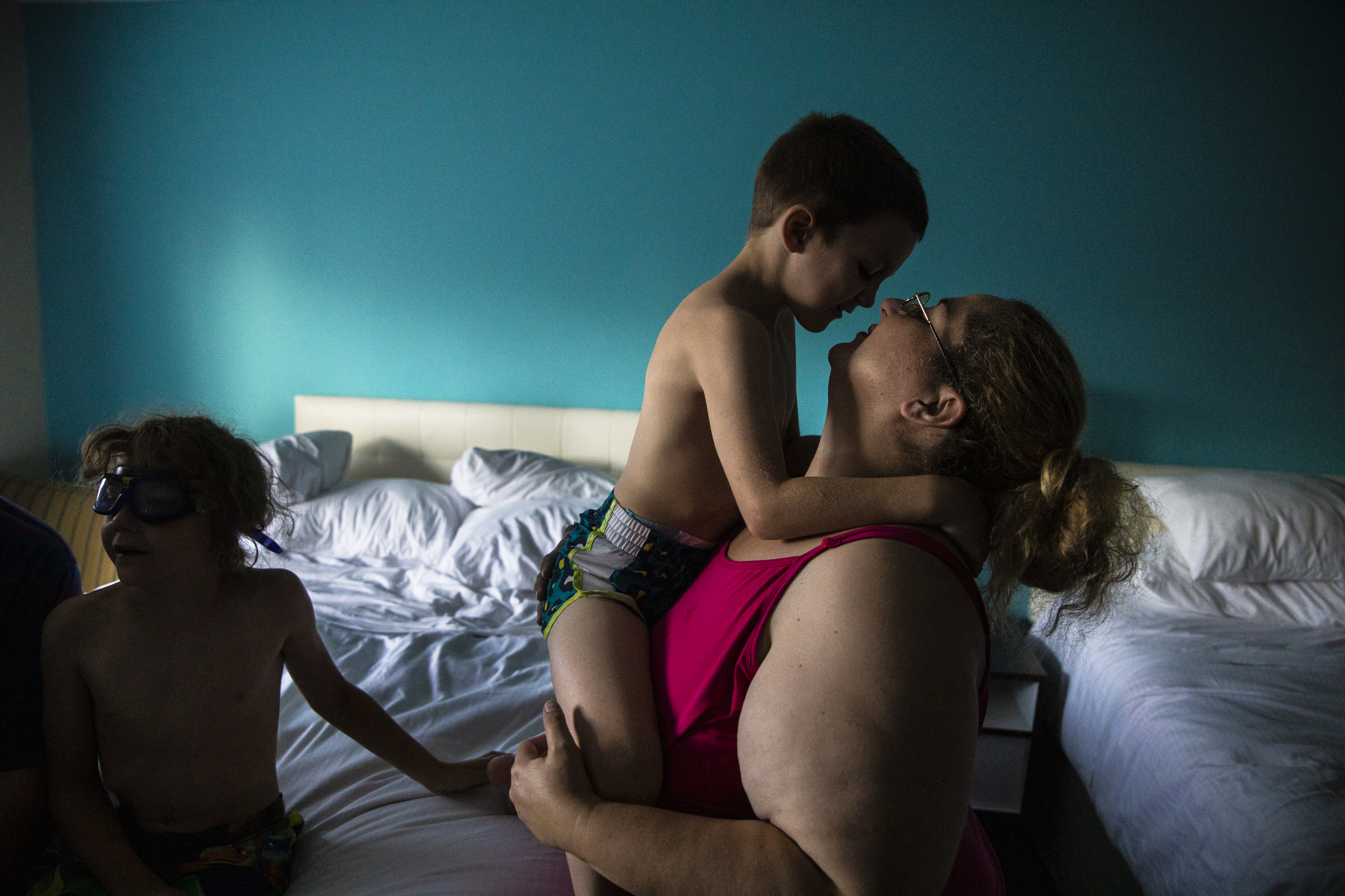 Mariah picked up Dylan and held him close to her face while spending one night at a hotel provided by their case manager in Portland. The following day, they would be moving to a homeless shelter in New Hampshire. After spending over a month living in a tent and their van, the family’s best option was moving to the shelter, allowing them to stay together, which was truly the only thing Mariah and Patrick wanted.
