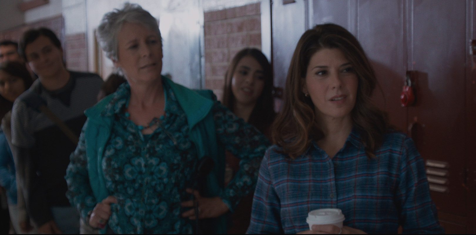 Jamie Lee Curtis (left) plays a high school principal and Marissa Tomei a teacher in “Spare Parts.”