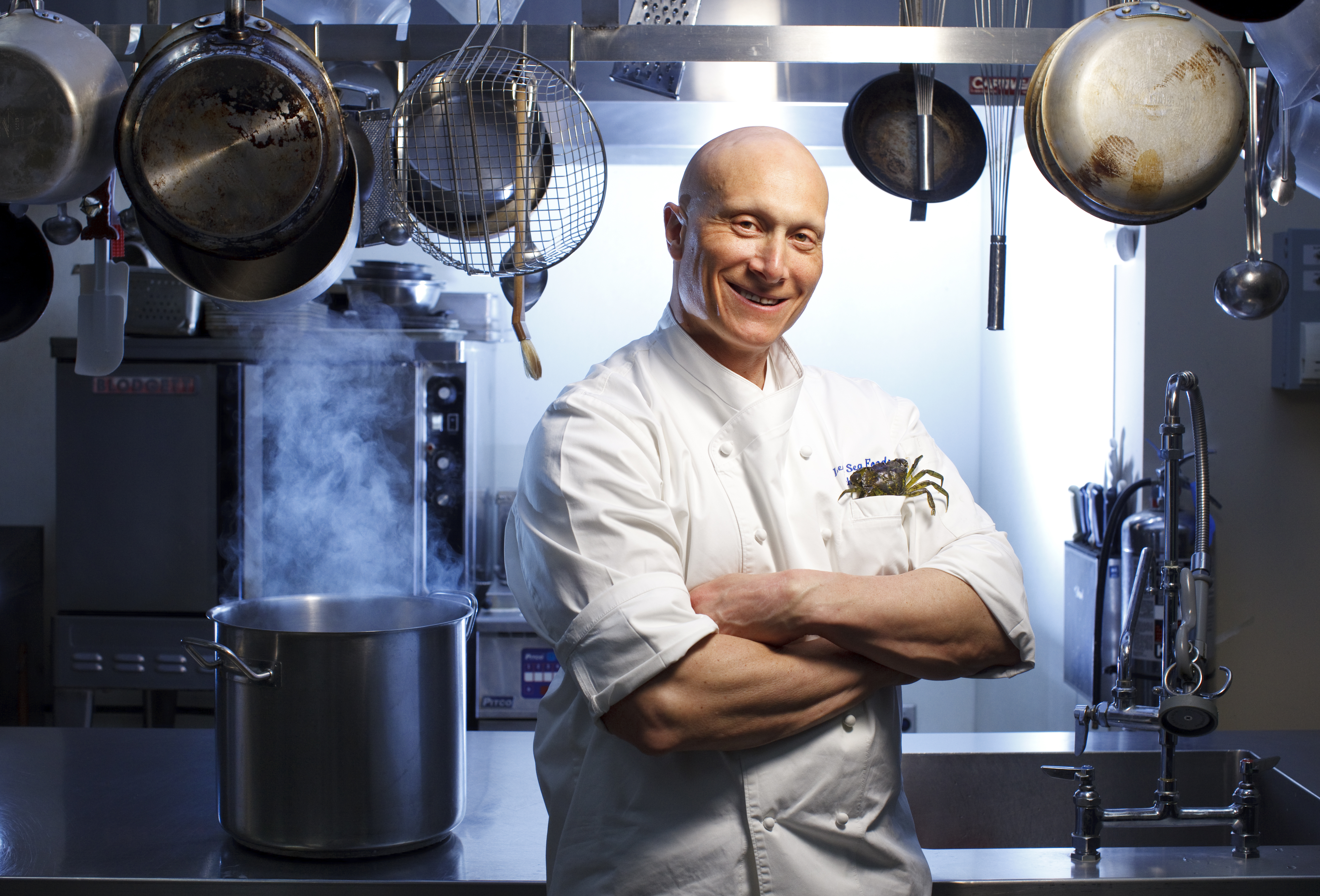 “I’ve been stepping on these pesky buggers at the beach for years,” says Legal Sea Foods executive chef Rich Vellante. “Who knew what a pure, clean, sweet crab stock they produce?”