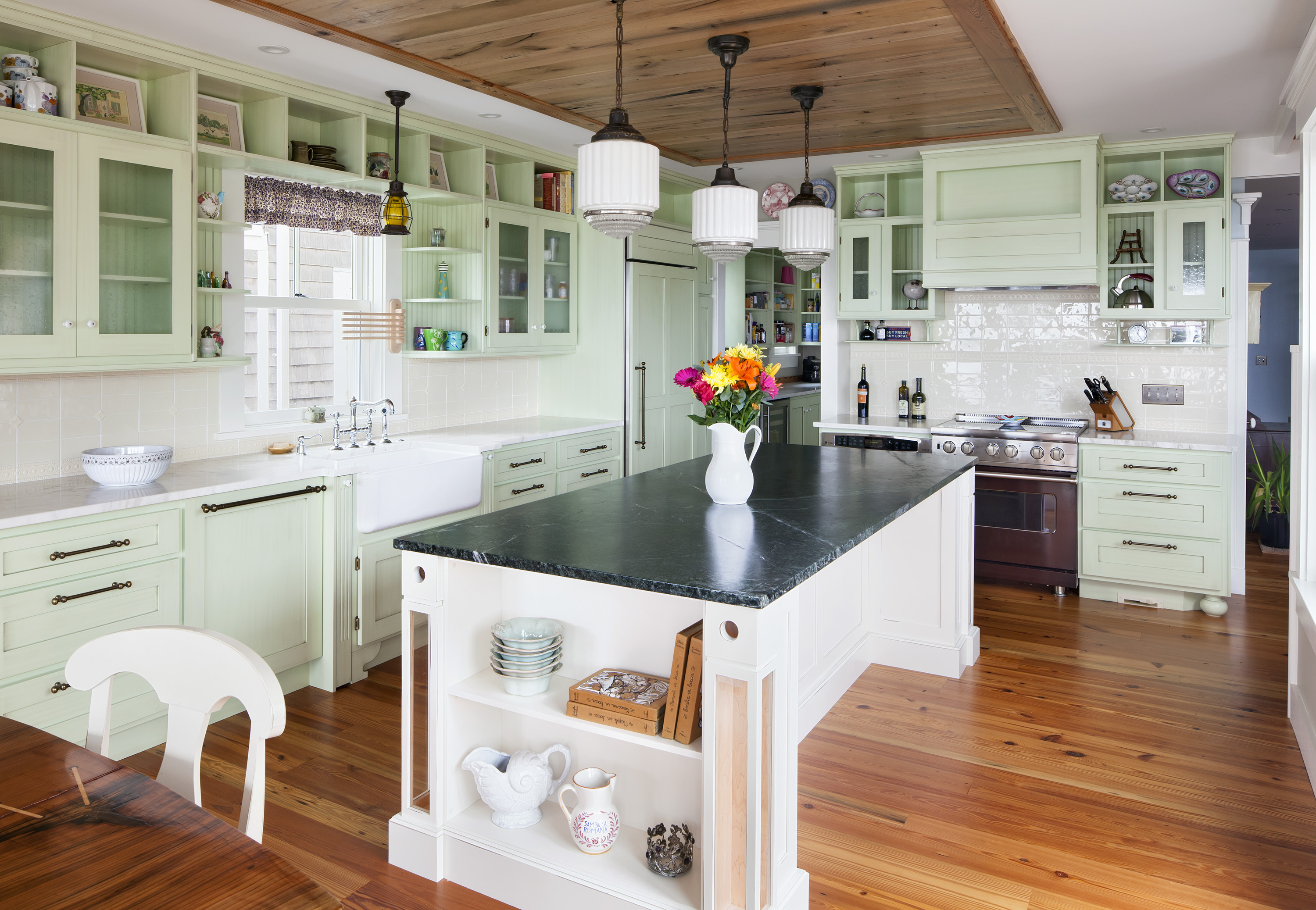 Create a focal point by using a distinctive material in just one area.