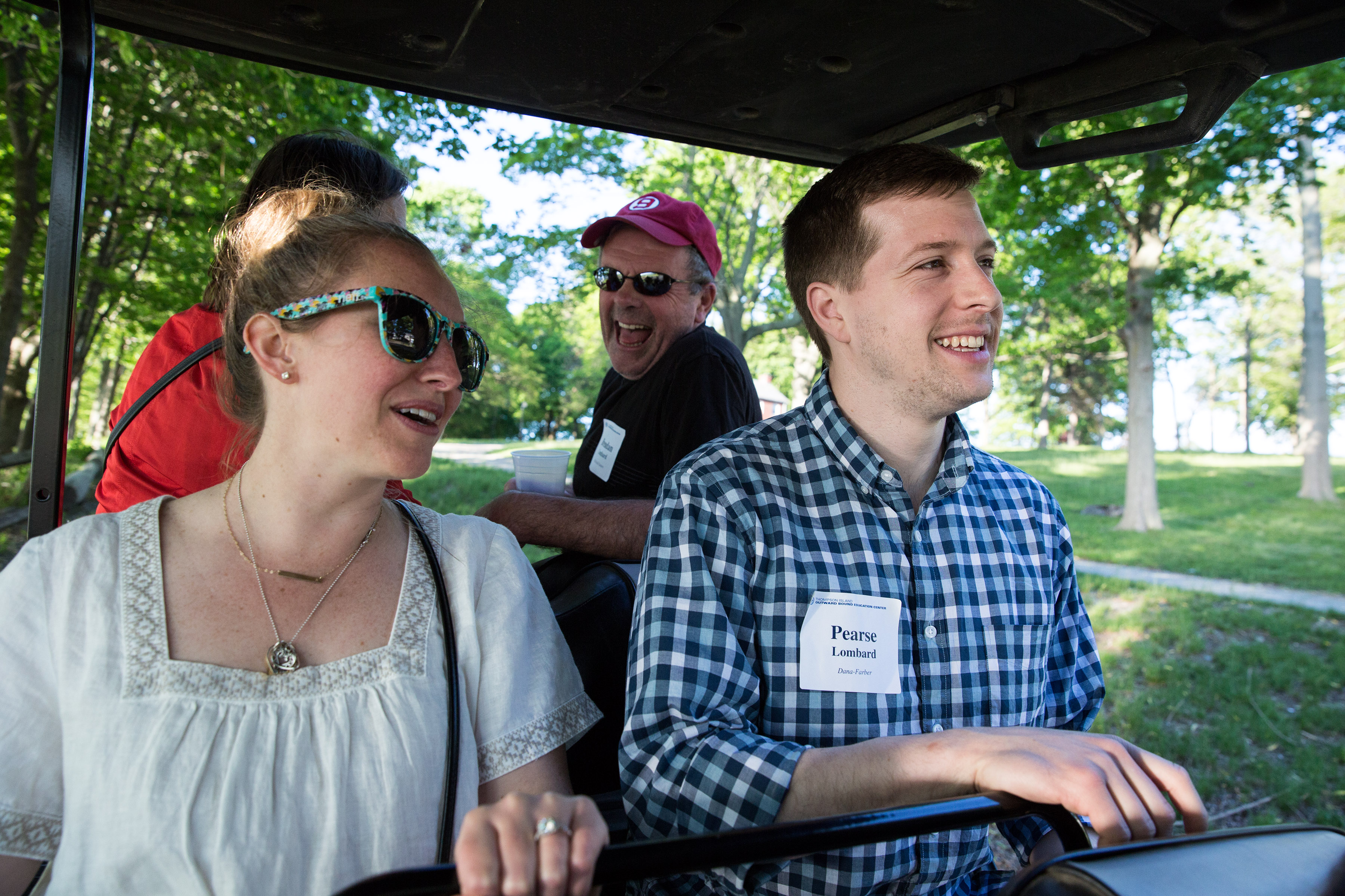 Melisse Hinkle, Margaret Lombard, Baron Lombard, and Pearce Lombard took a tour of the island.