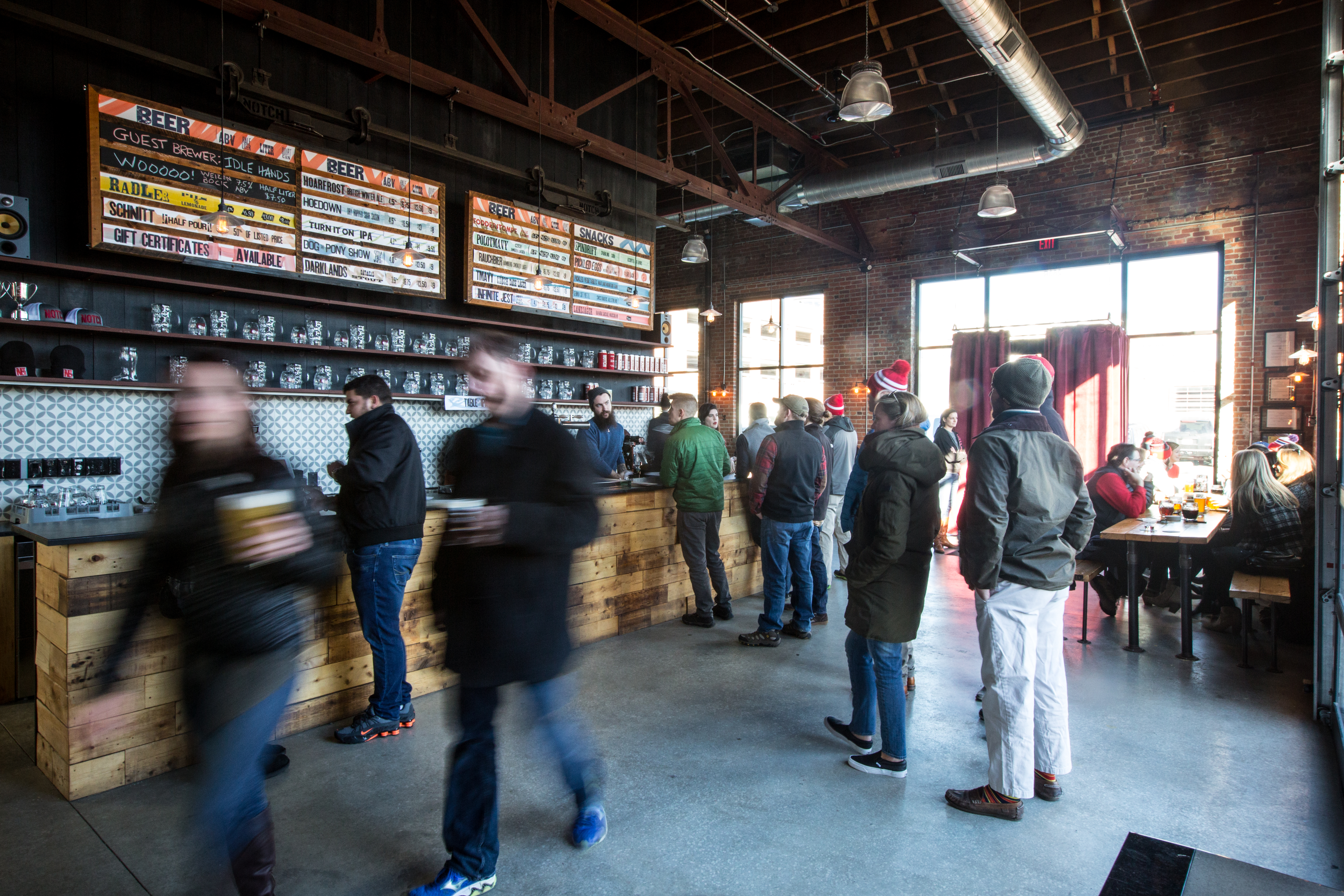 A Saturday afternoon crowd at Notch Brewing in Salem.