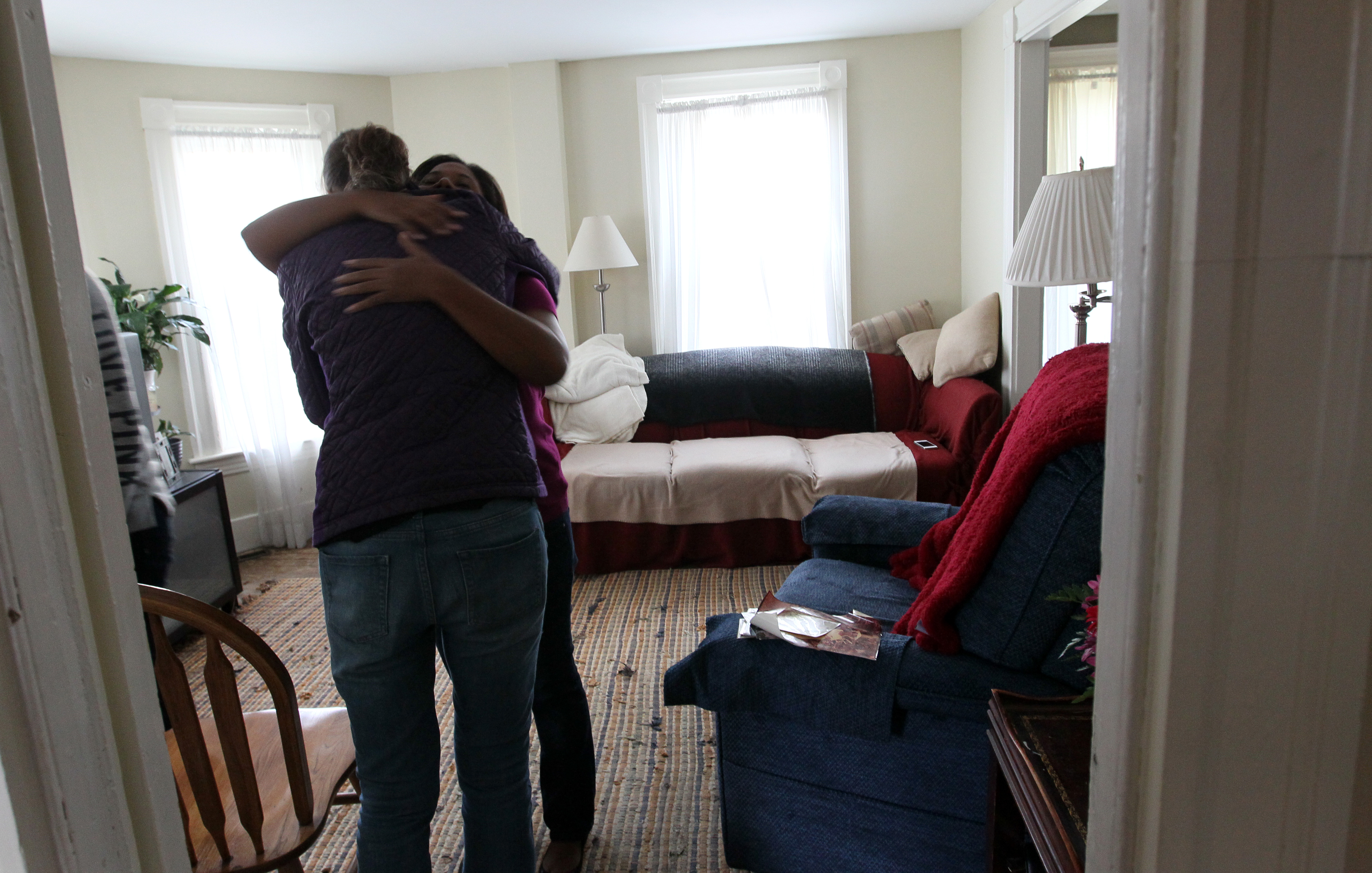 Rosalind Abercrombie daughter, Jan, hugged social worker Sarah Porell after Rosalind died in her Randolph home.