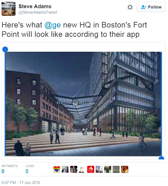 An early design of GE’s Boston headquarters the company was considering that was inadvertently posted.