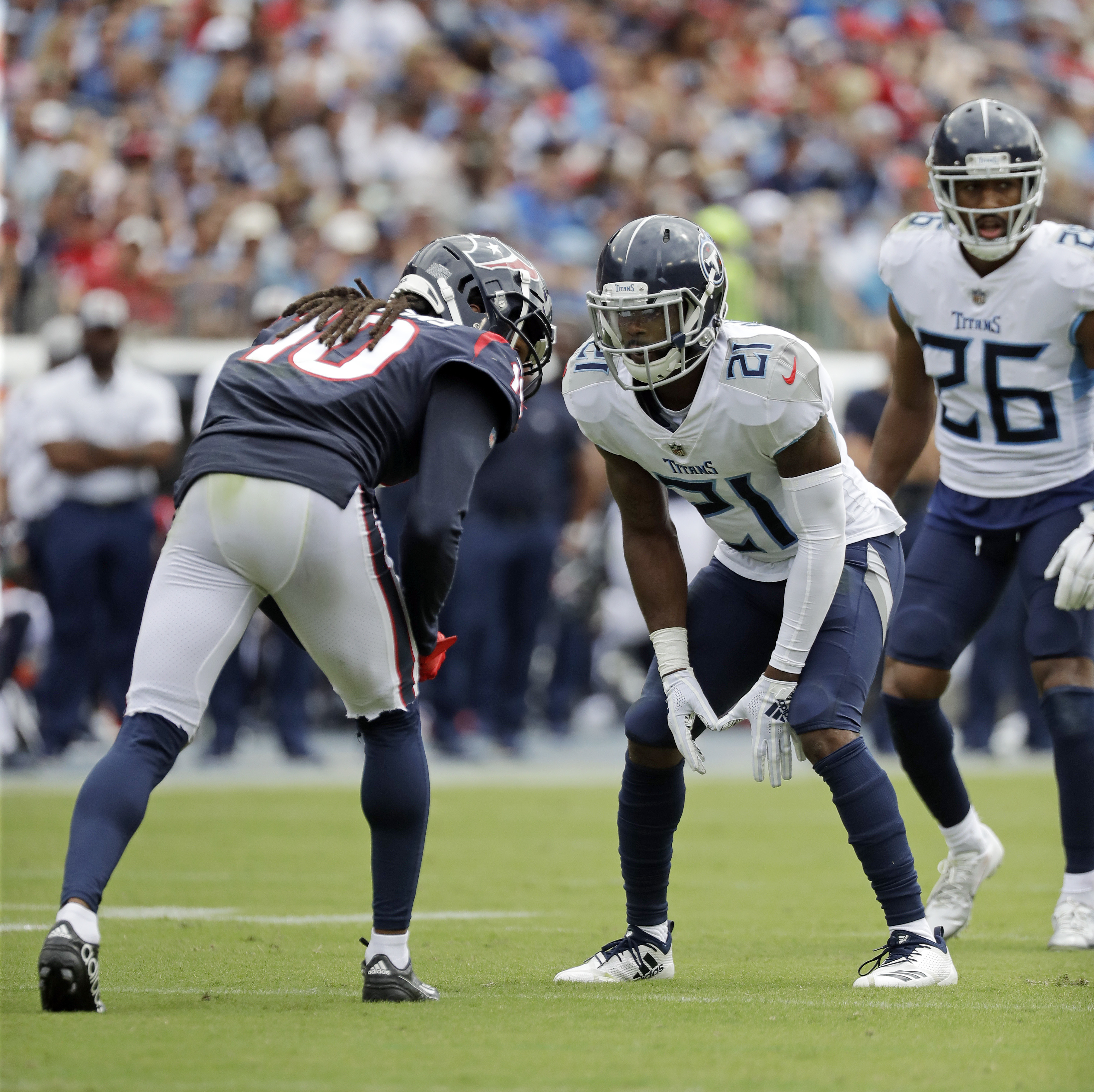 Former Patriot Malcolm Butler (21) has struggled early in the season with the Titans.
