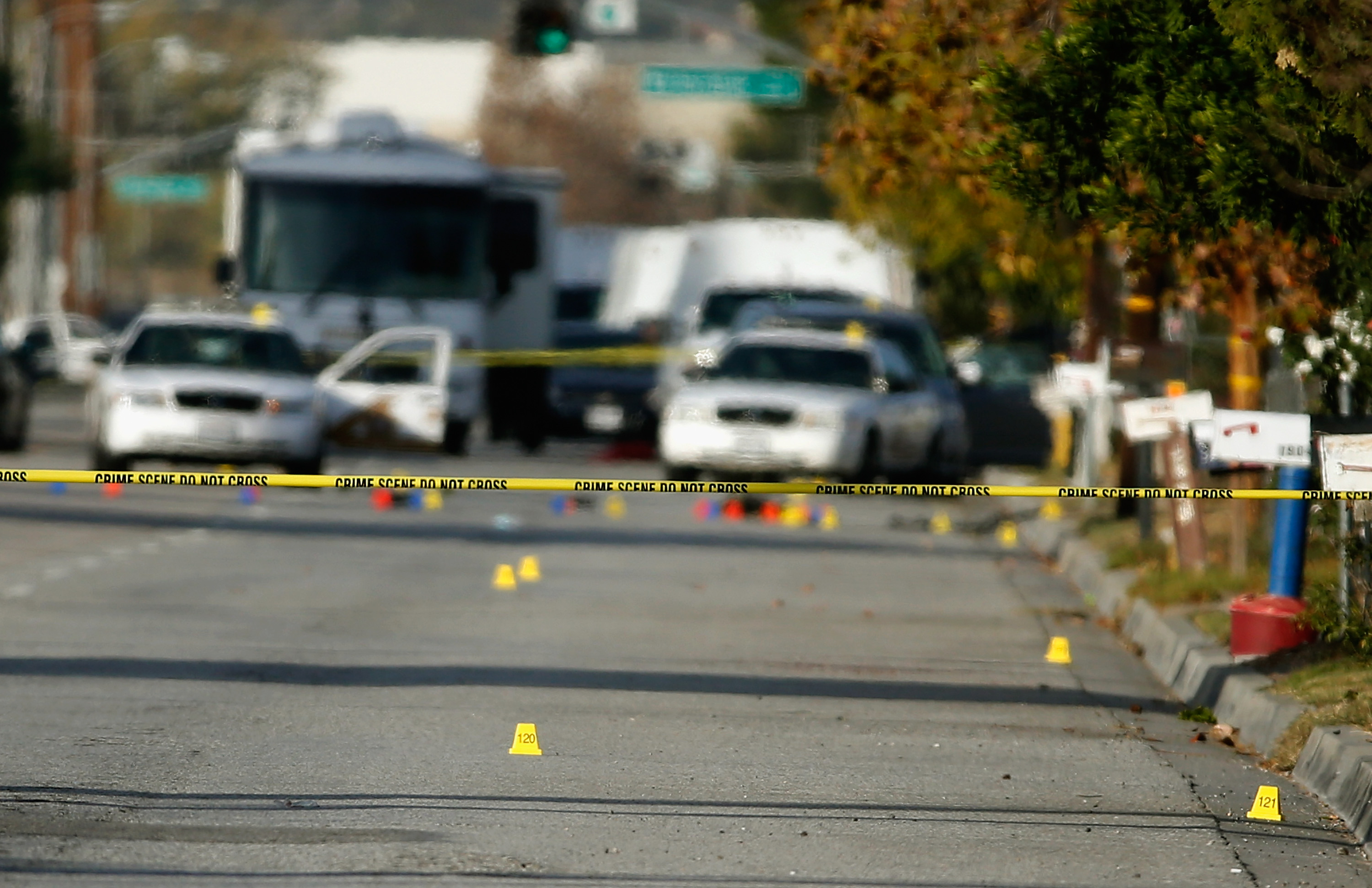 Evidence markers lined San Bernadino Avenu.