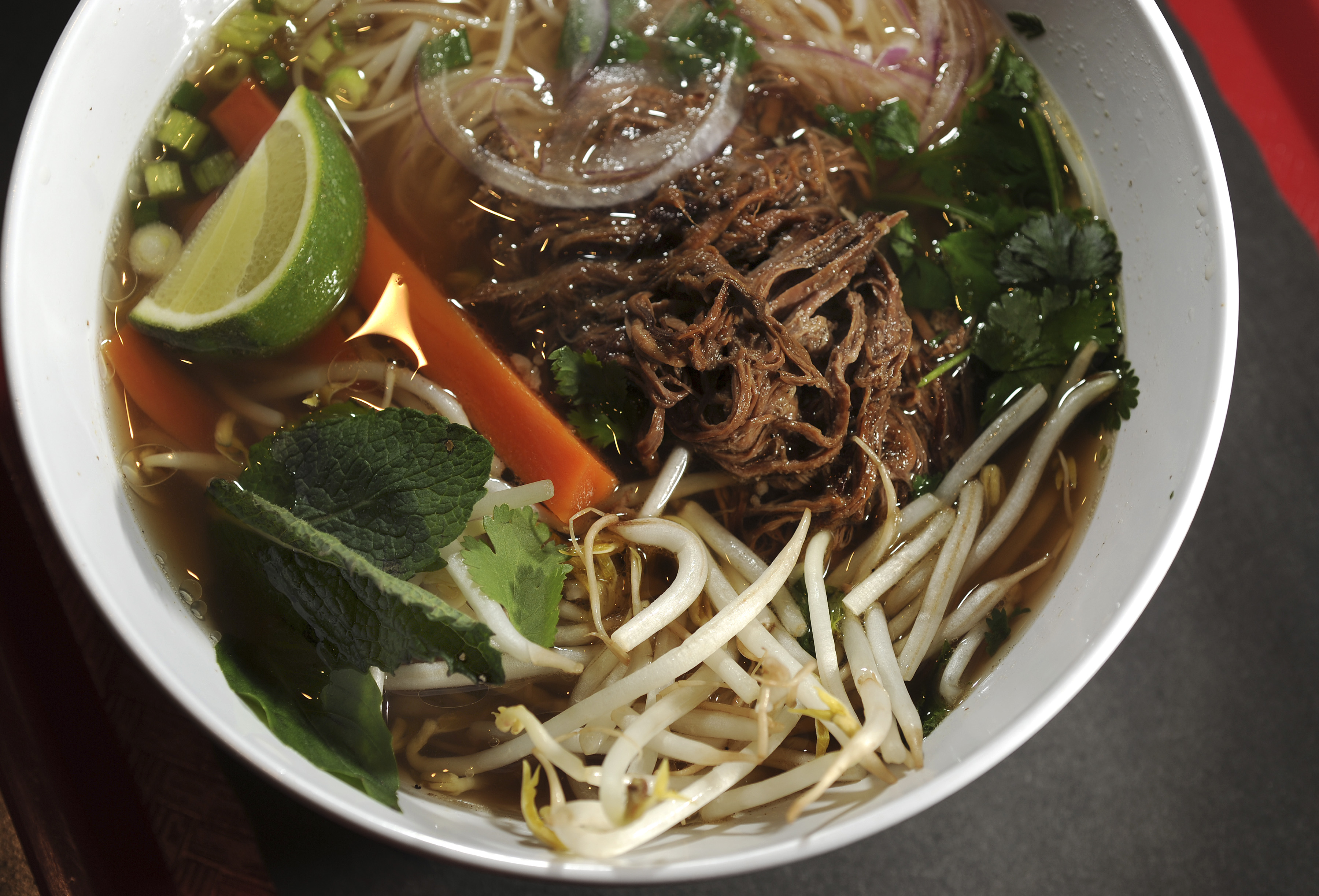 Pho noodle soup with slow-braised beef.