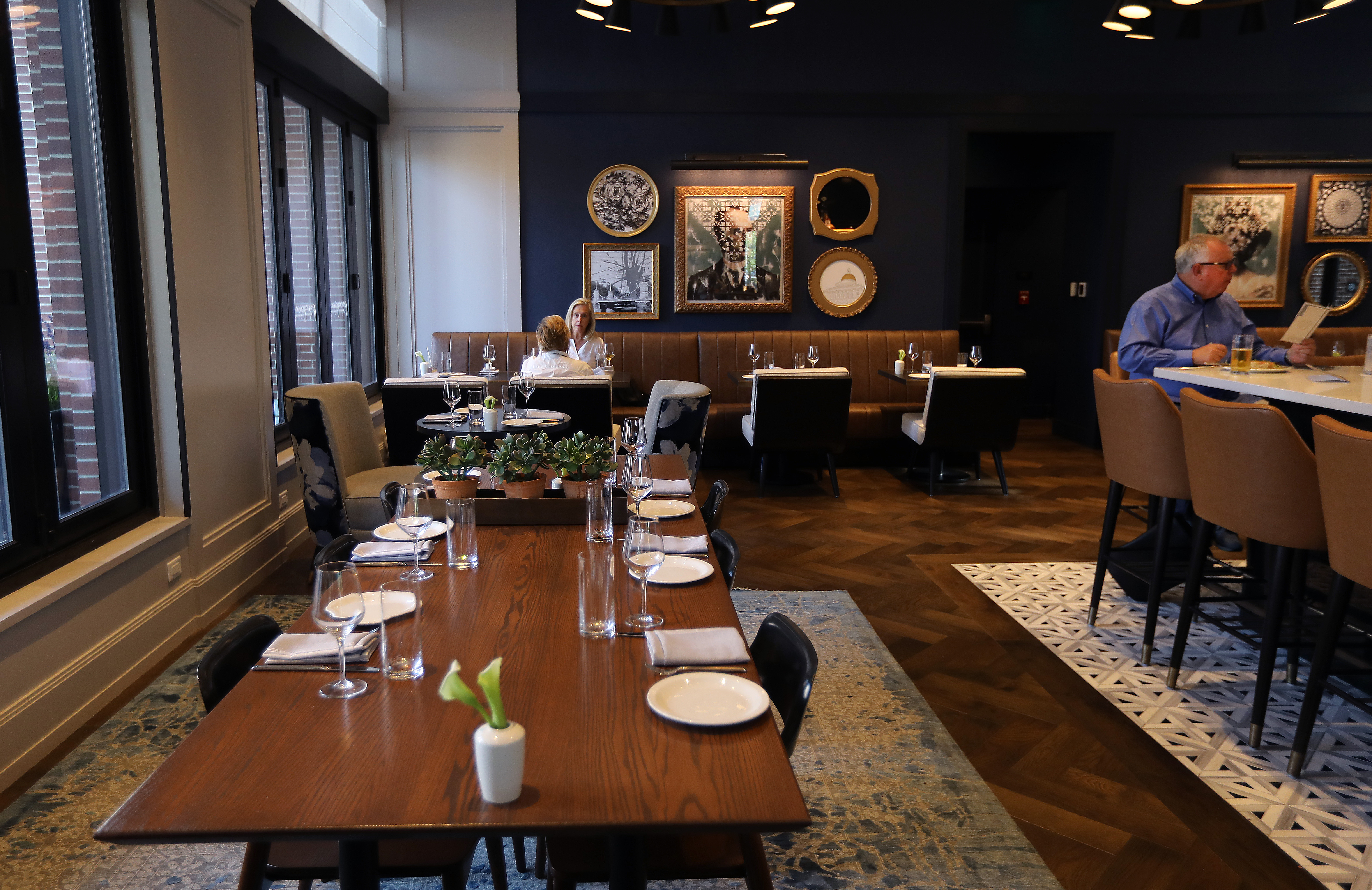 The decor at Peregrine, a Mediterranean-style restaurant off of the Whitney Hotel’s lobby in Beacon Hill.