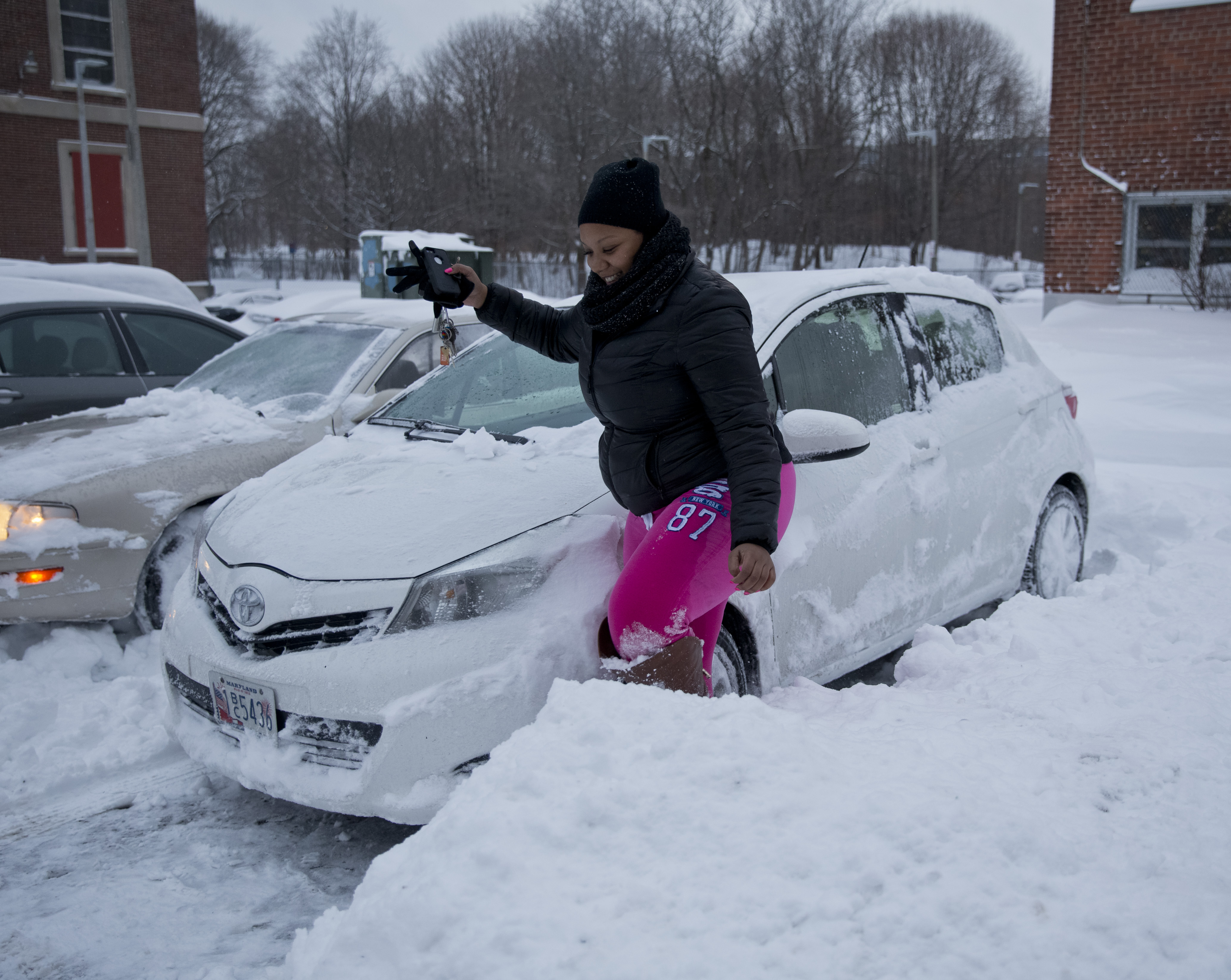 DeKayla Graham, a home health care worker, made sure her car was dug out so she could respond in case of an emergency.