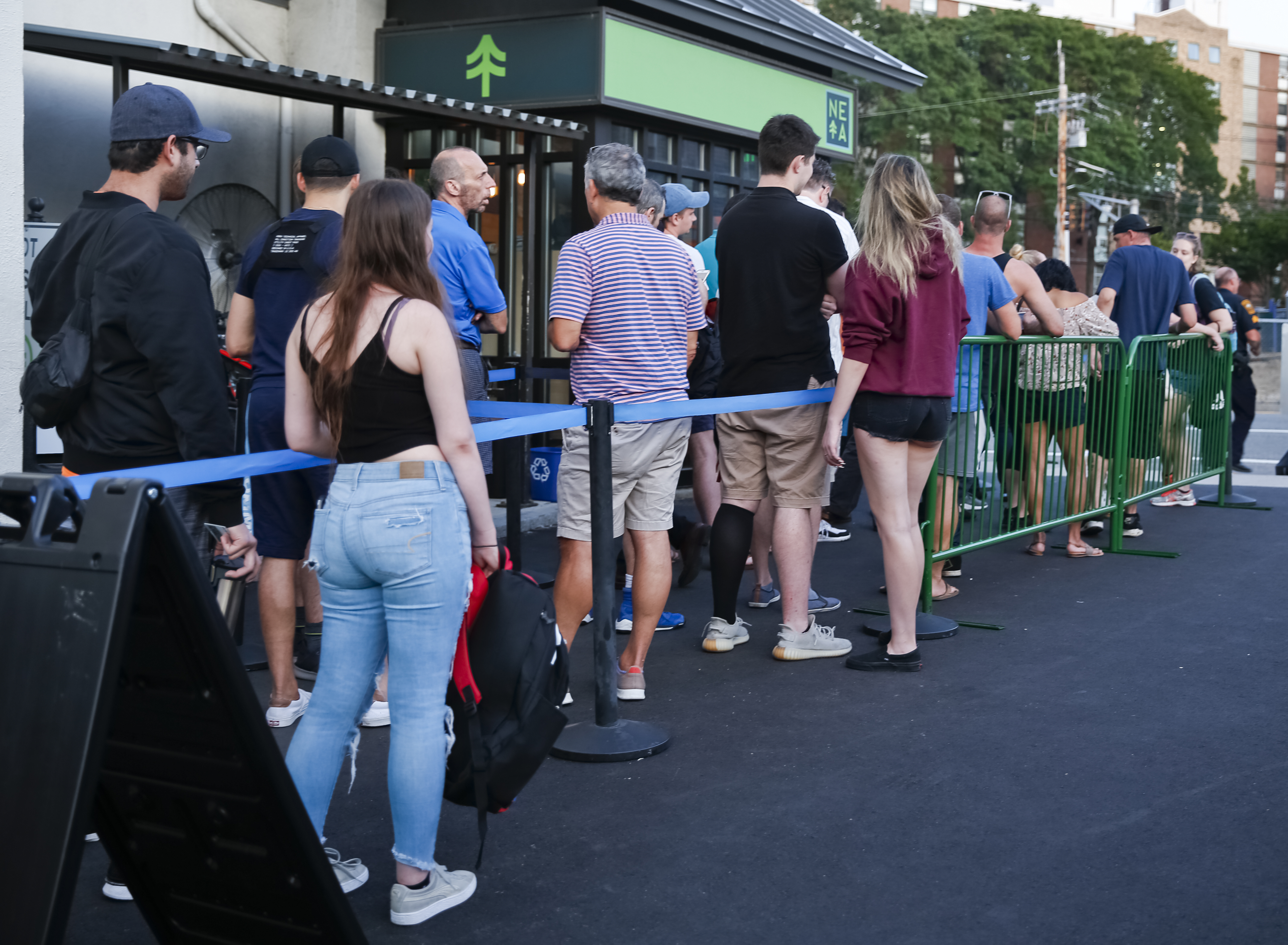 Customers waited in line at NETA.