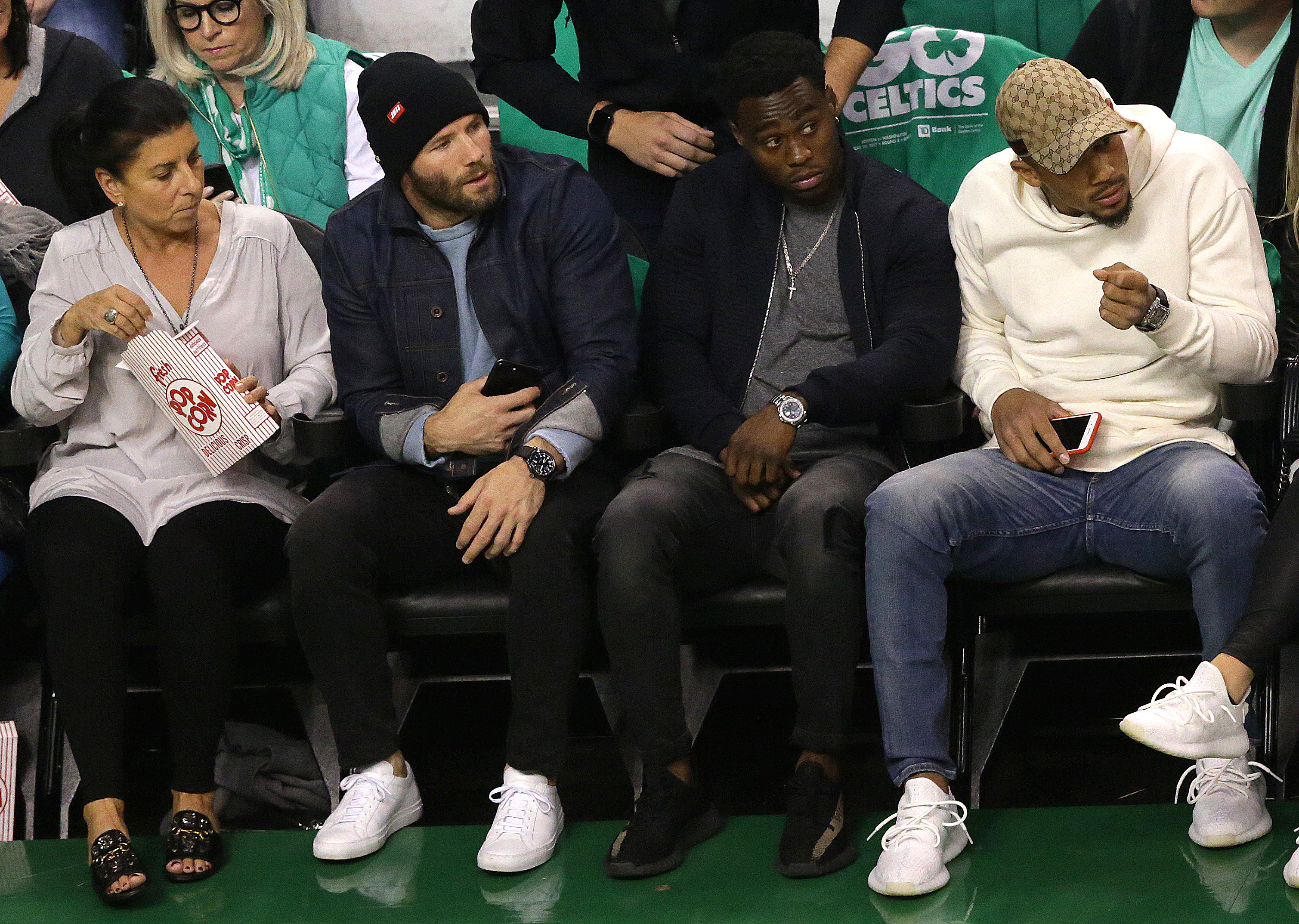 Patriots wide receiver Julian Edelman was courtside.