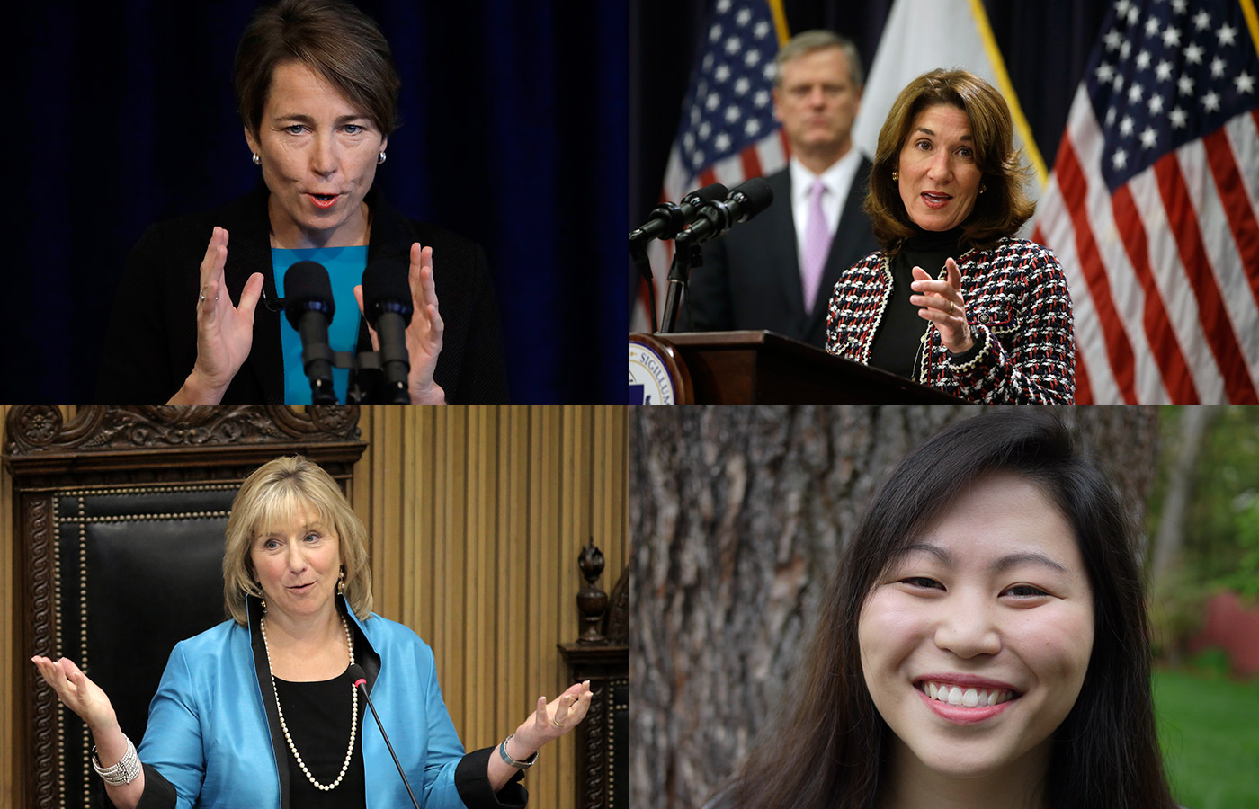 Clockwise from upper left: Maura Healey, the state’s attorney general; Lieutenant Governor Karyn Polito; State Representative Maria Robinson; and Karen Spilka, president of the Massachusetts Senate.