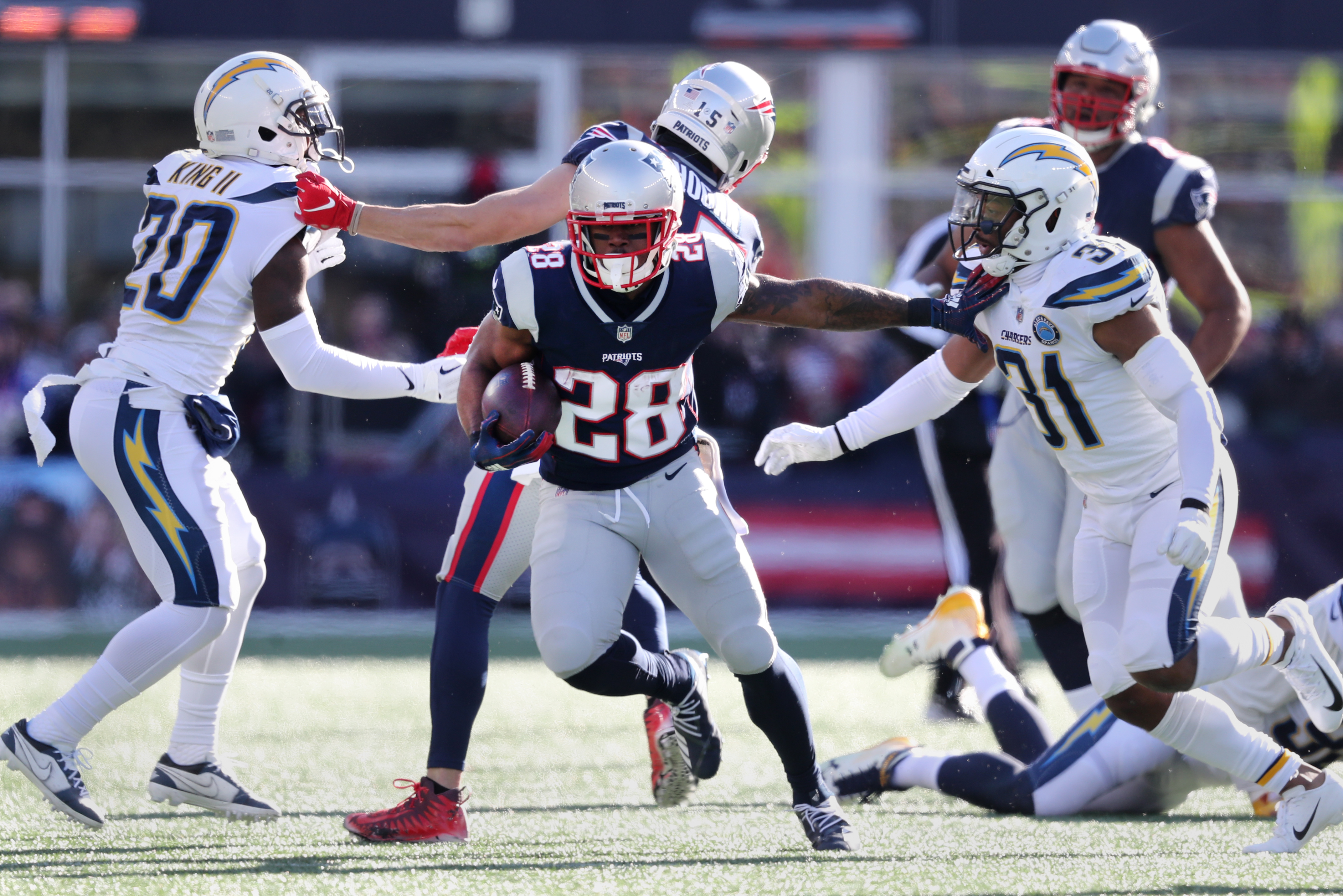 James White had five catches on the Patriots’ opening drive.