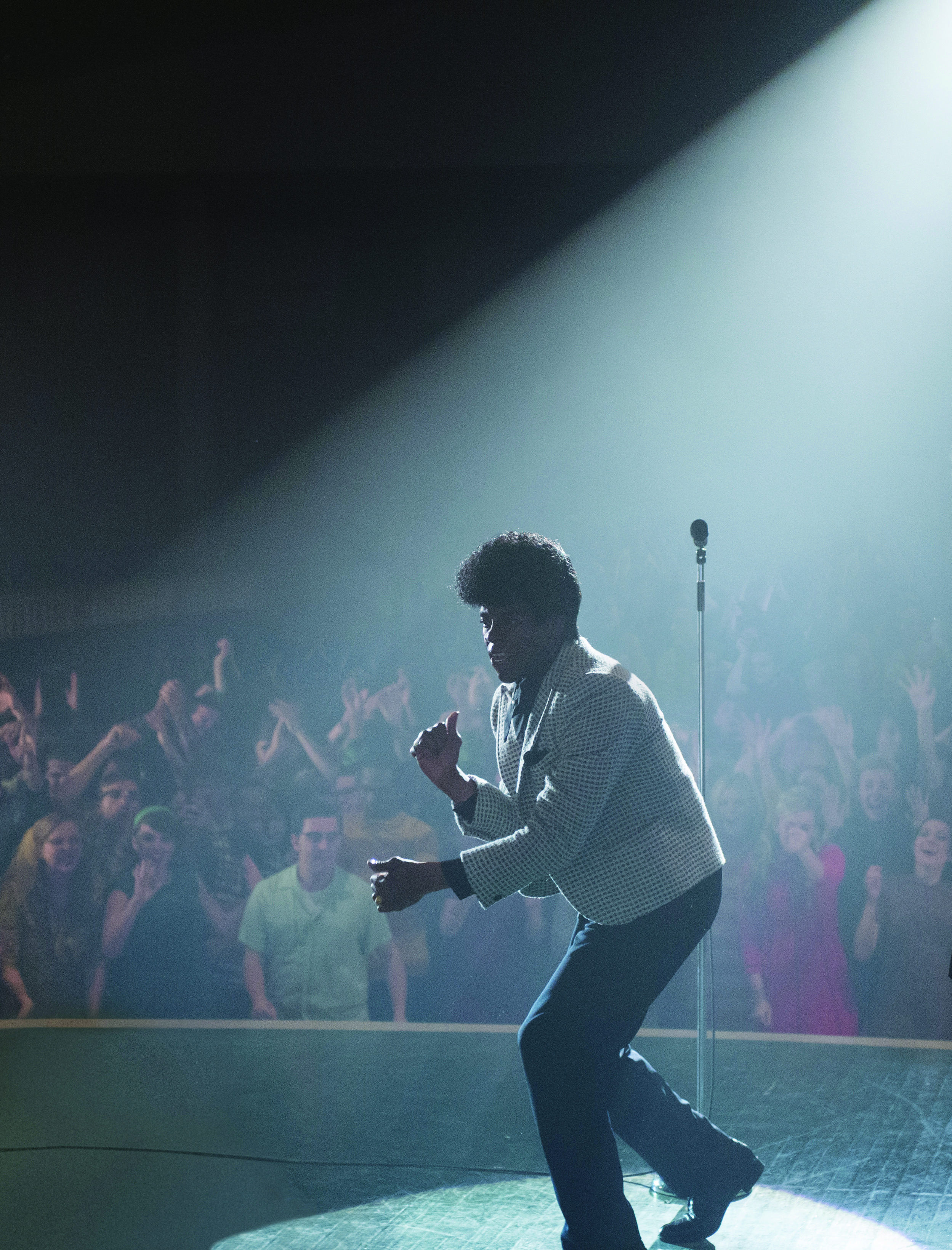 Chadwick Boseman as James Brown in the film “Get on Up,” directed by Tate Taylor.