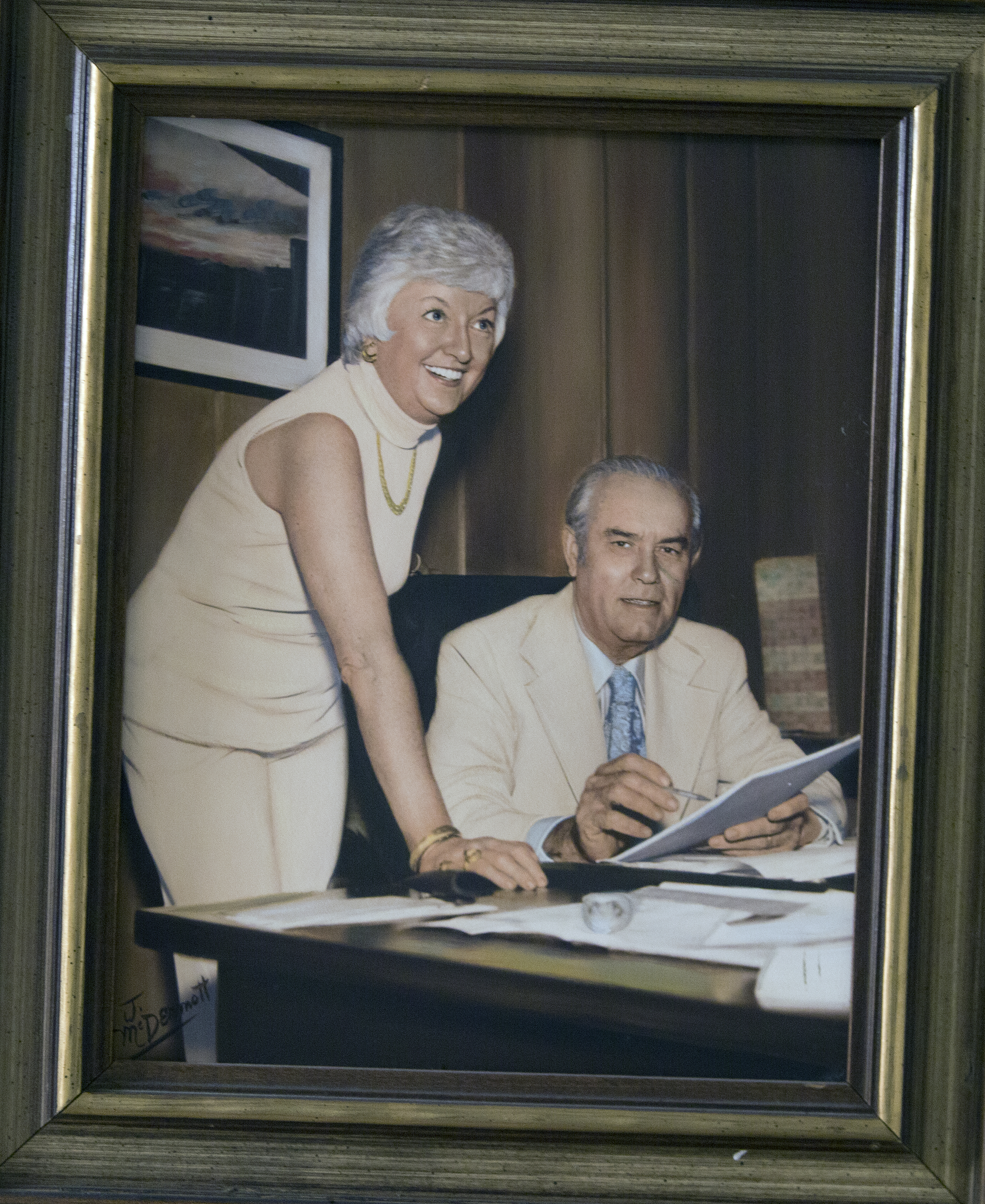 Mary Trank, with ex-Sox GM Dick O’Connell during her heyday as Tom Yawkey’s secretary.