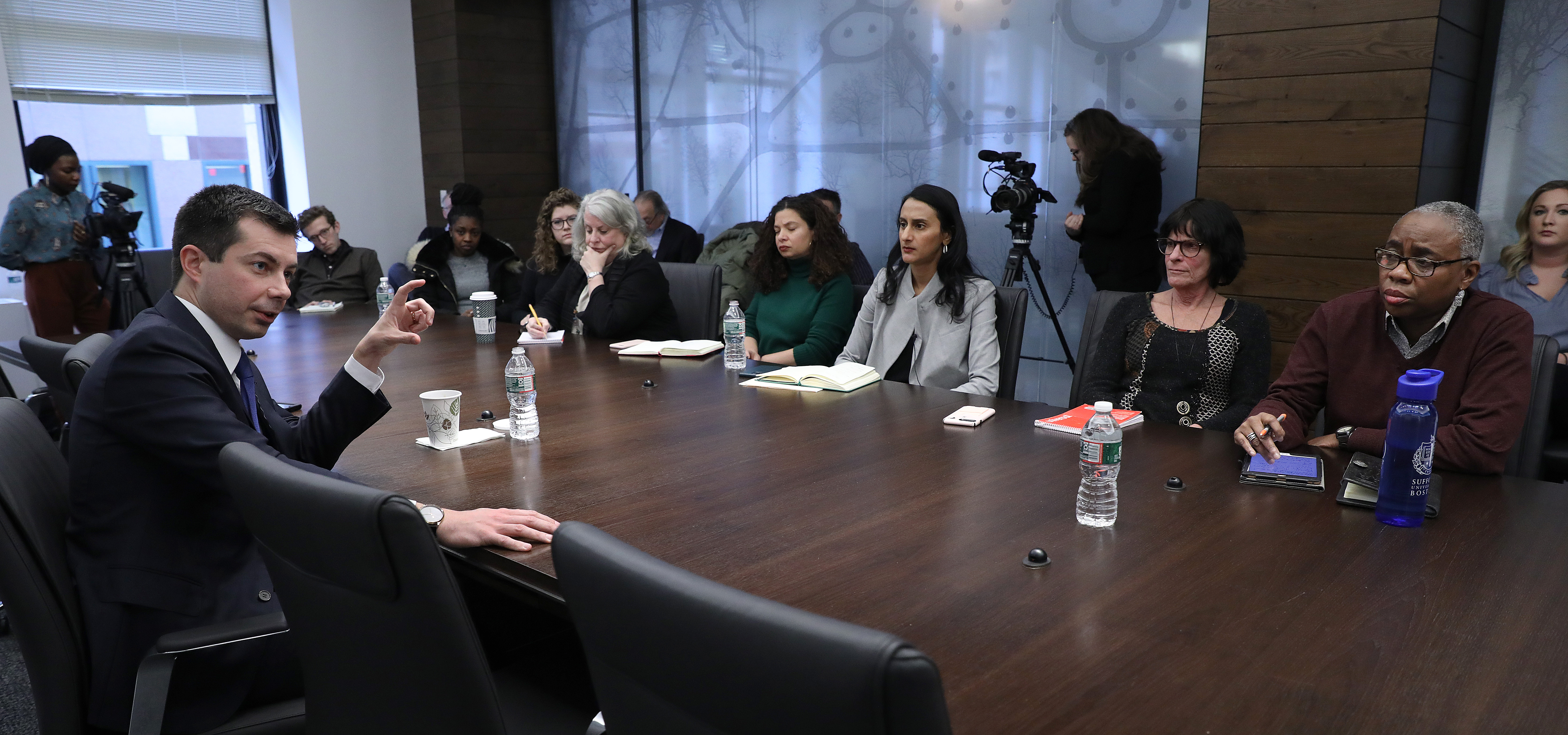 Democratic presidential candidate Pete Buttigieg met with The Boston Globe’s editorial board.
