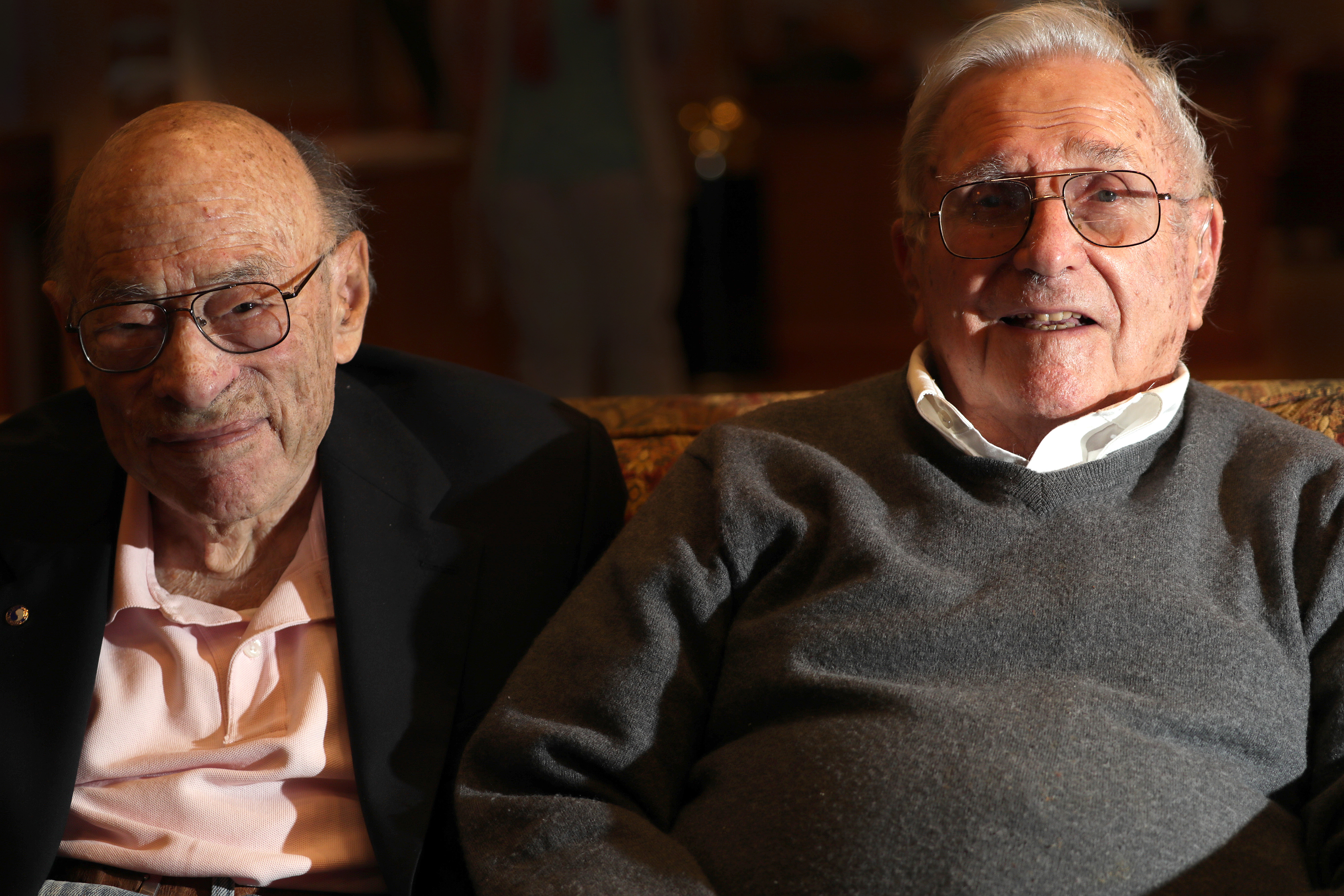 Norman Grossman (left) and Syd Rosenburg both live at a retirement community in Hingham.