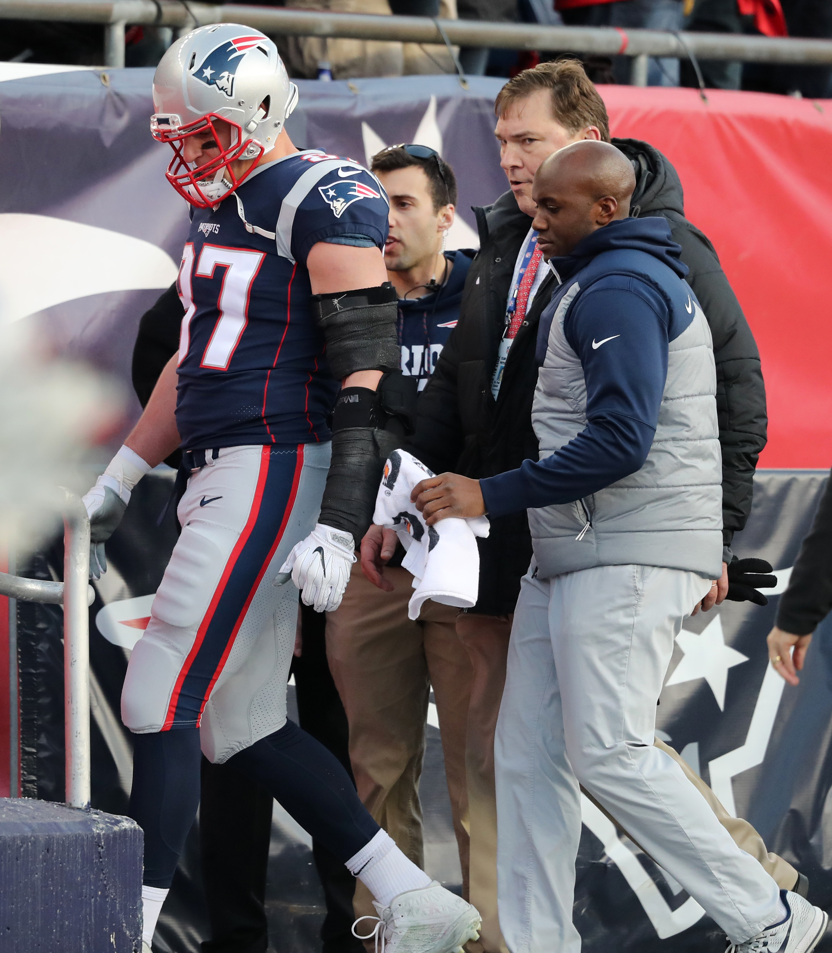 Gronkowski was taken to locker room after the hit.