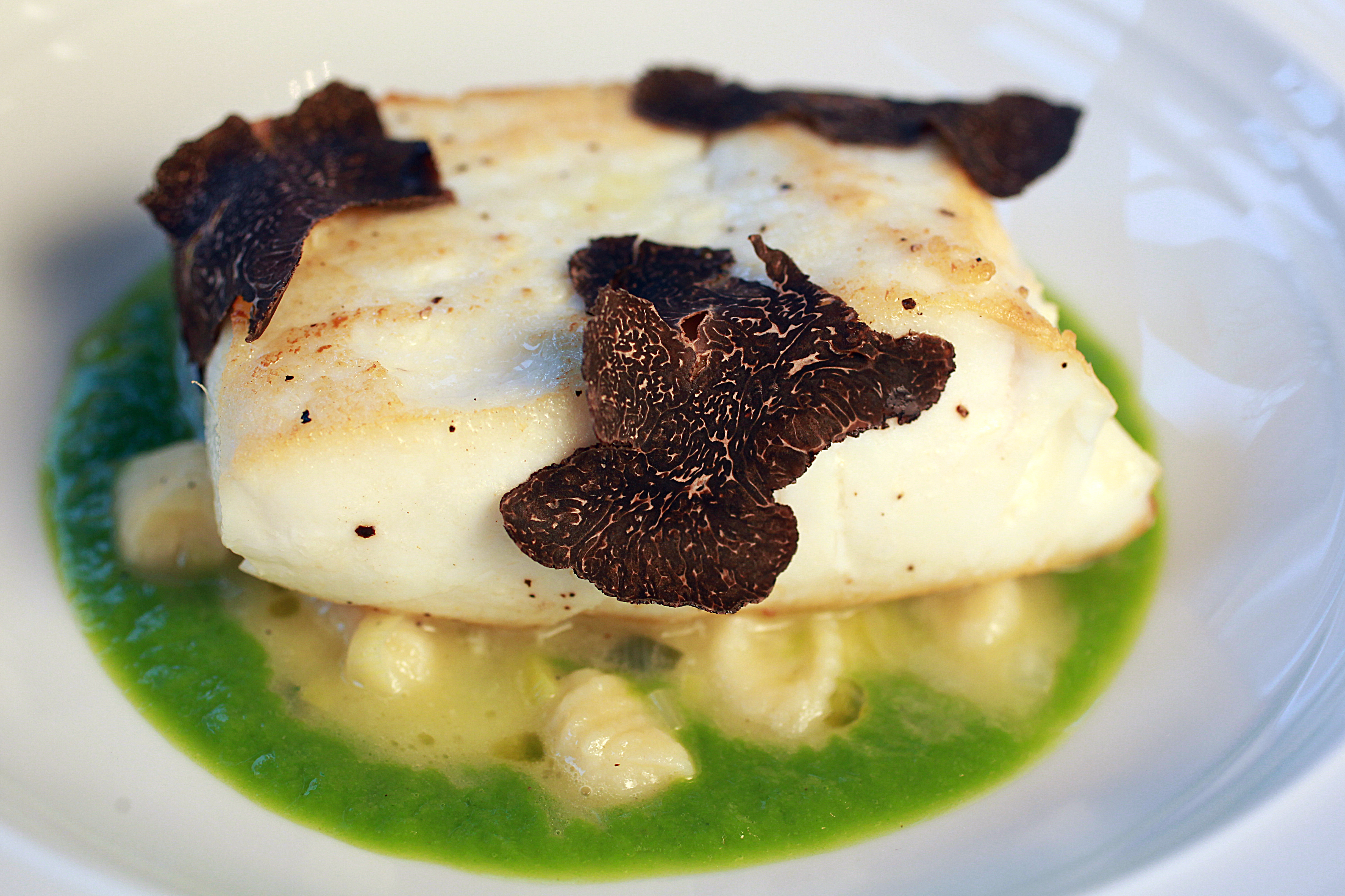 Halibut with black truffles and potato gnocchetti.