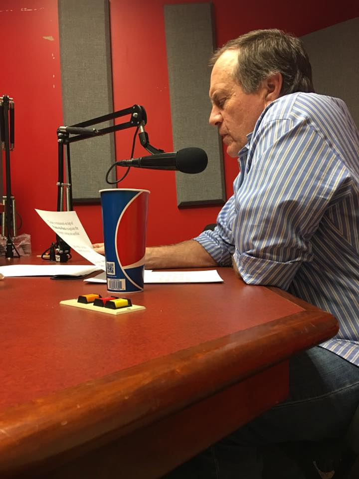 Patriots coach Bill Belichick records the narration for “D-Day: Over Normandy.”