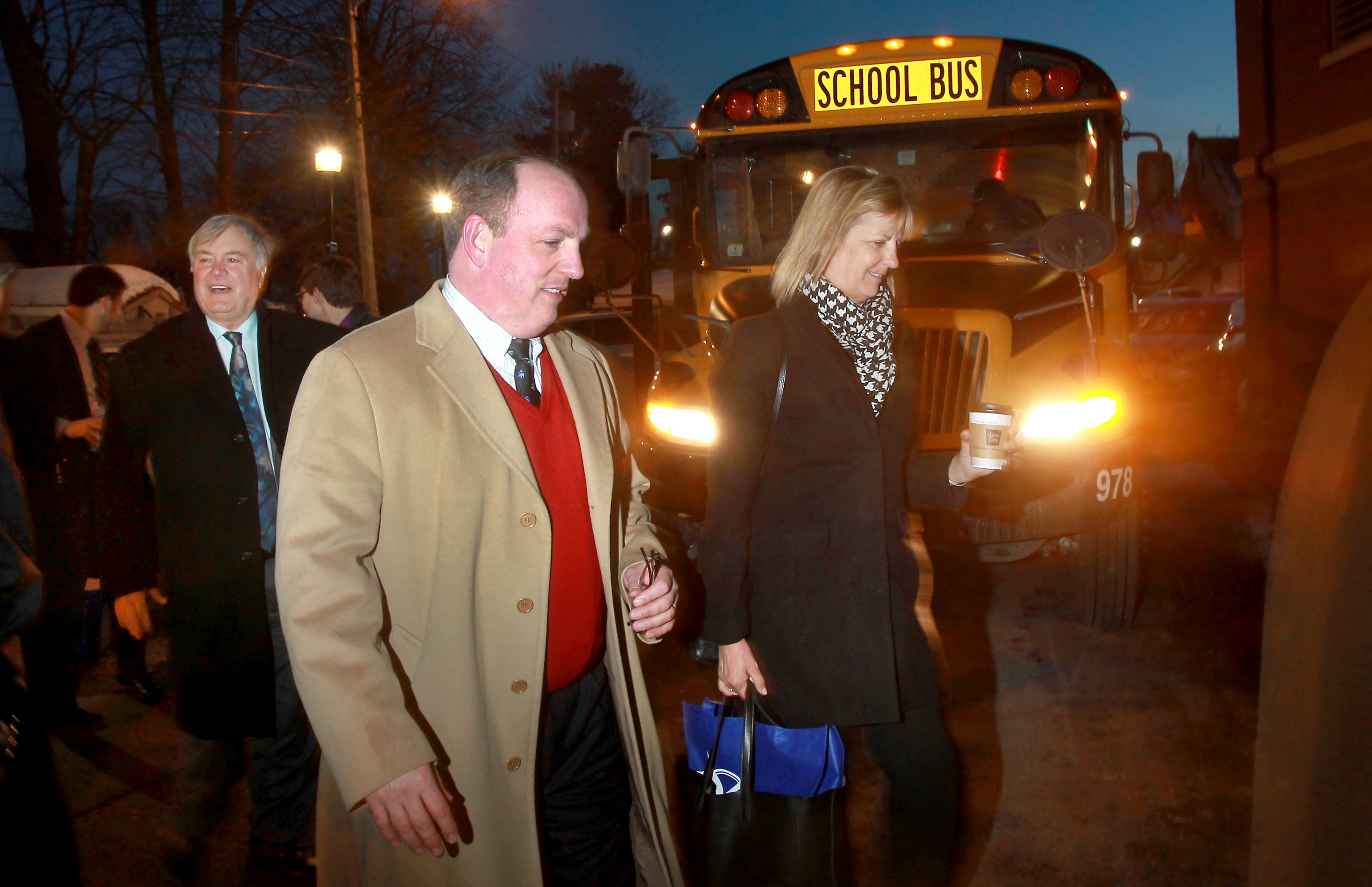 Senators Brian A. Joyce and Joan B. Lovely arrived in Braintree on Feb. 25 for a bus tour. 