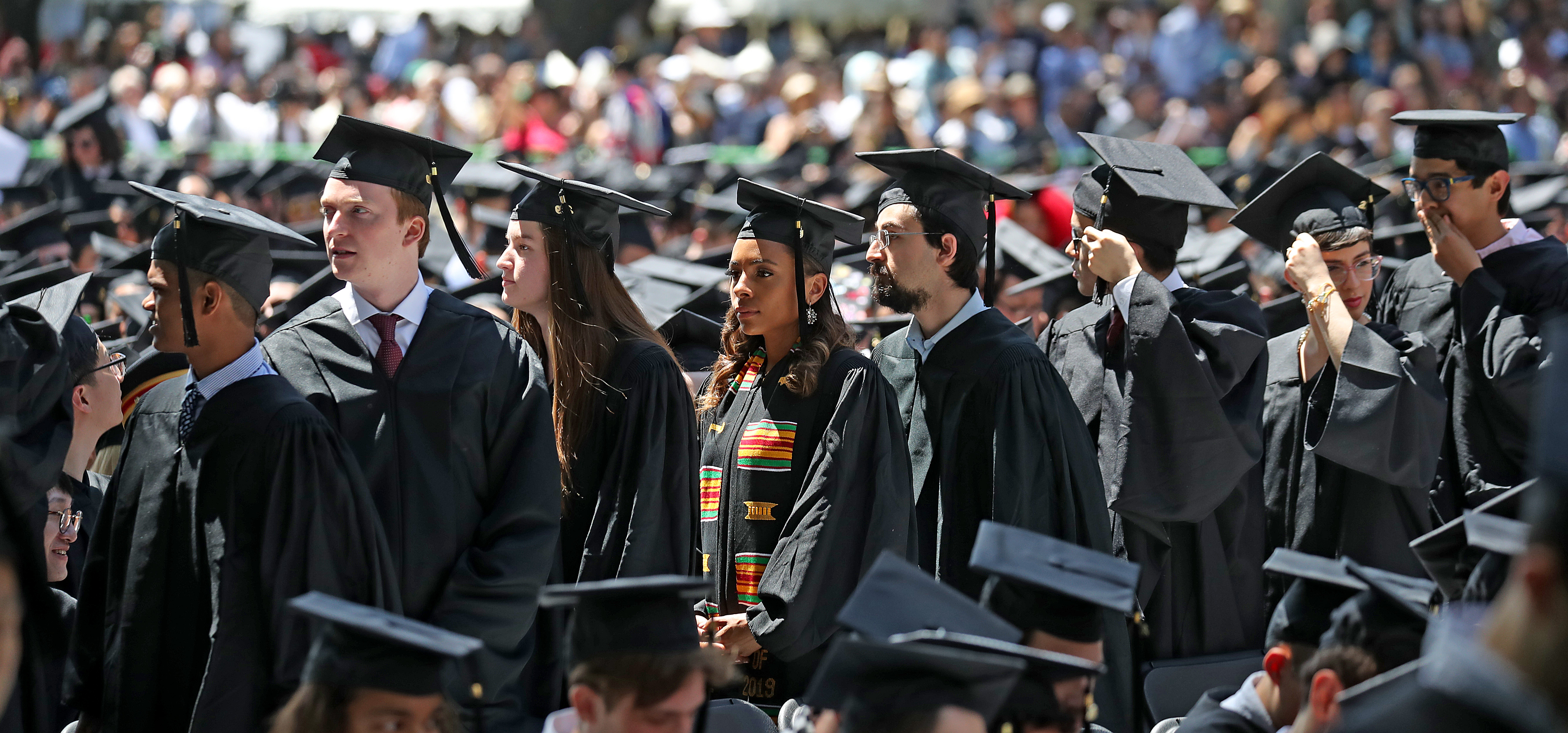 Graduates lined up for their degrees.