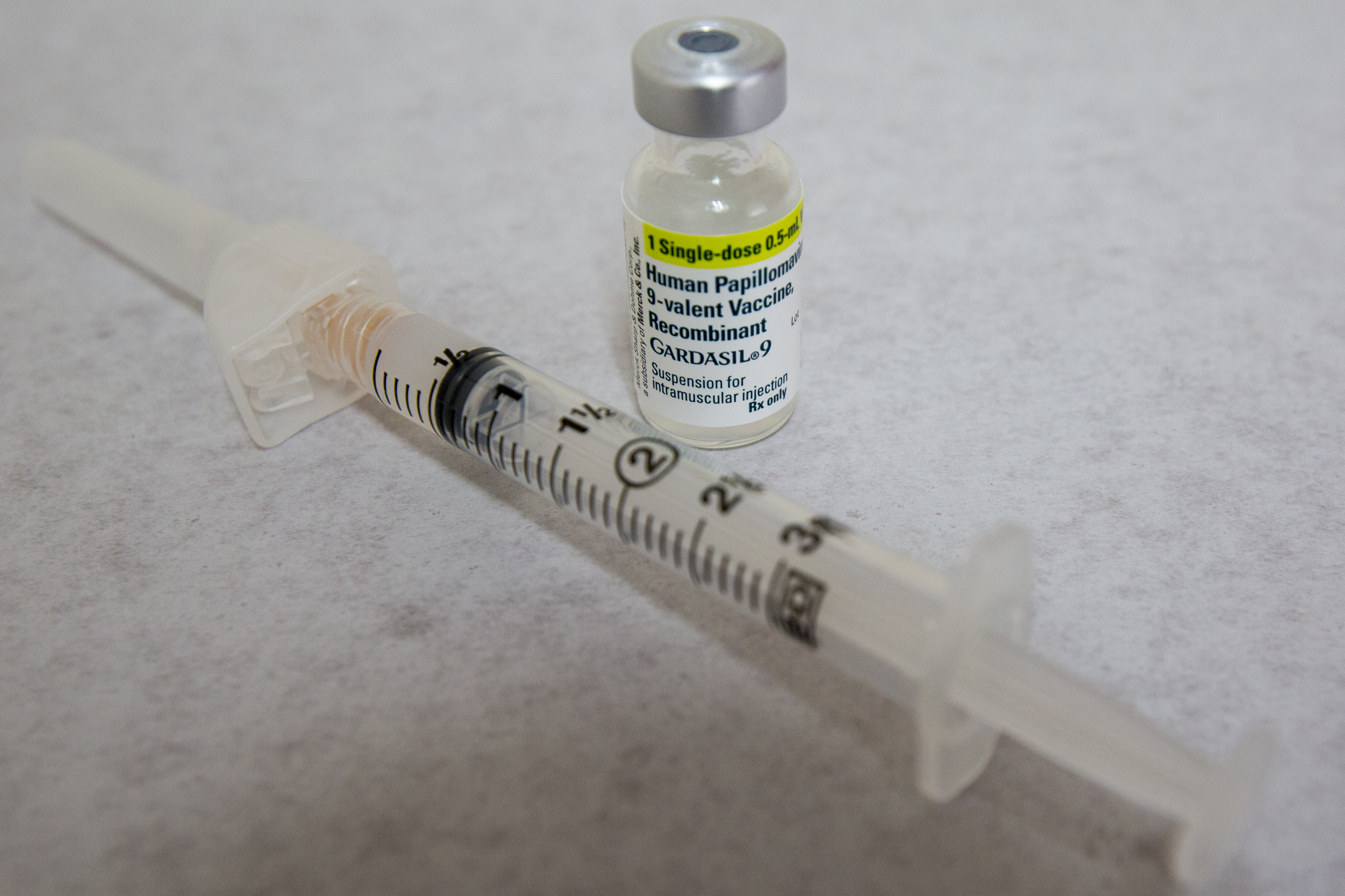 A dose of Gardasil sat on an exam table at Dr. Ohnmacht’s office.