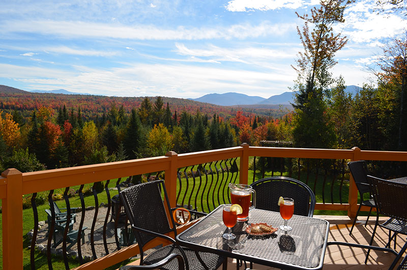 You'll have fine foliage views from the deck of the Bear Mountain Lodge in Bethlehem, N.H.