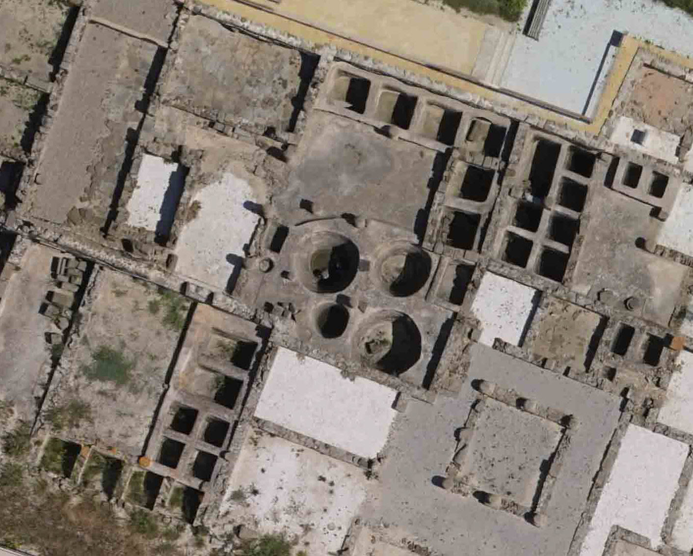 Aerial view of fish-salting tanks in the ancient Roman city of Baelo Claudia, near today’s Tarifa in Spain