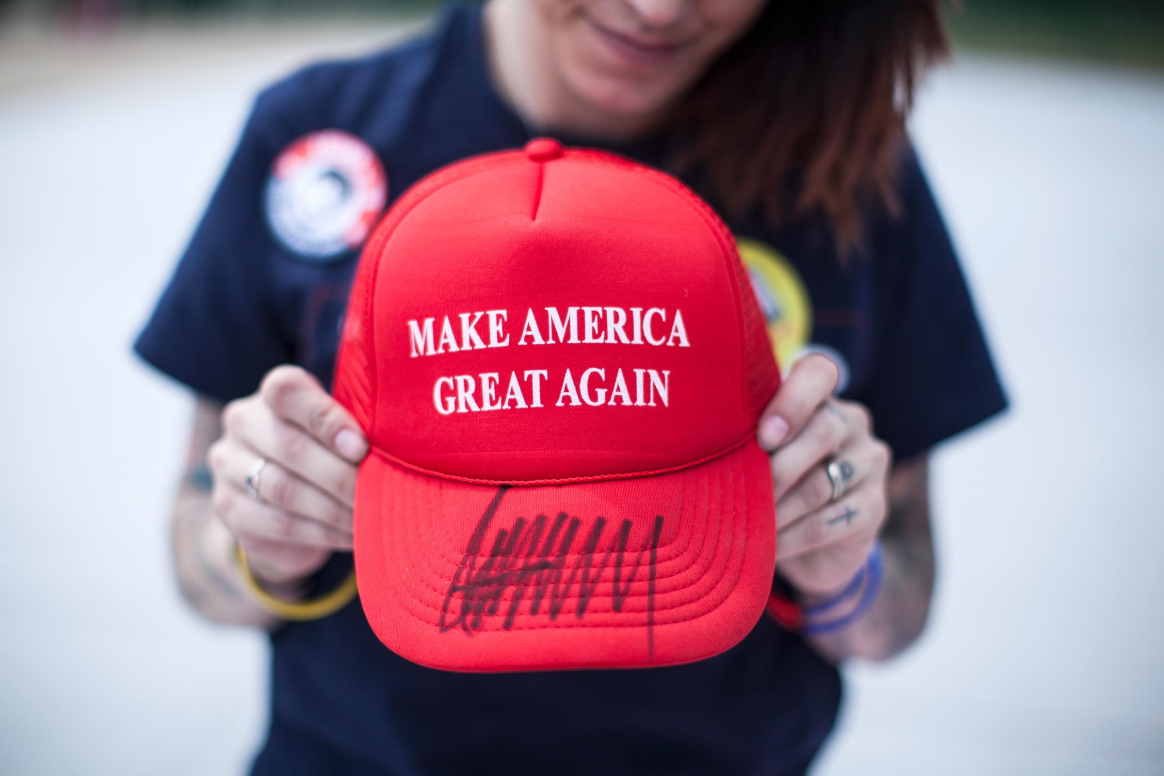 Diana Noschang showed Donald Trump’s longtime slogan, “Make America Great Again.”