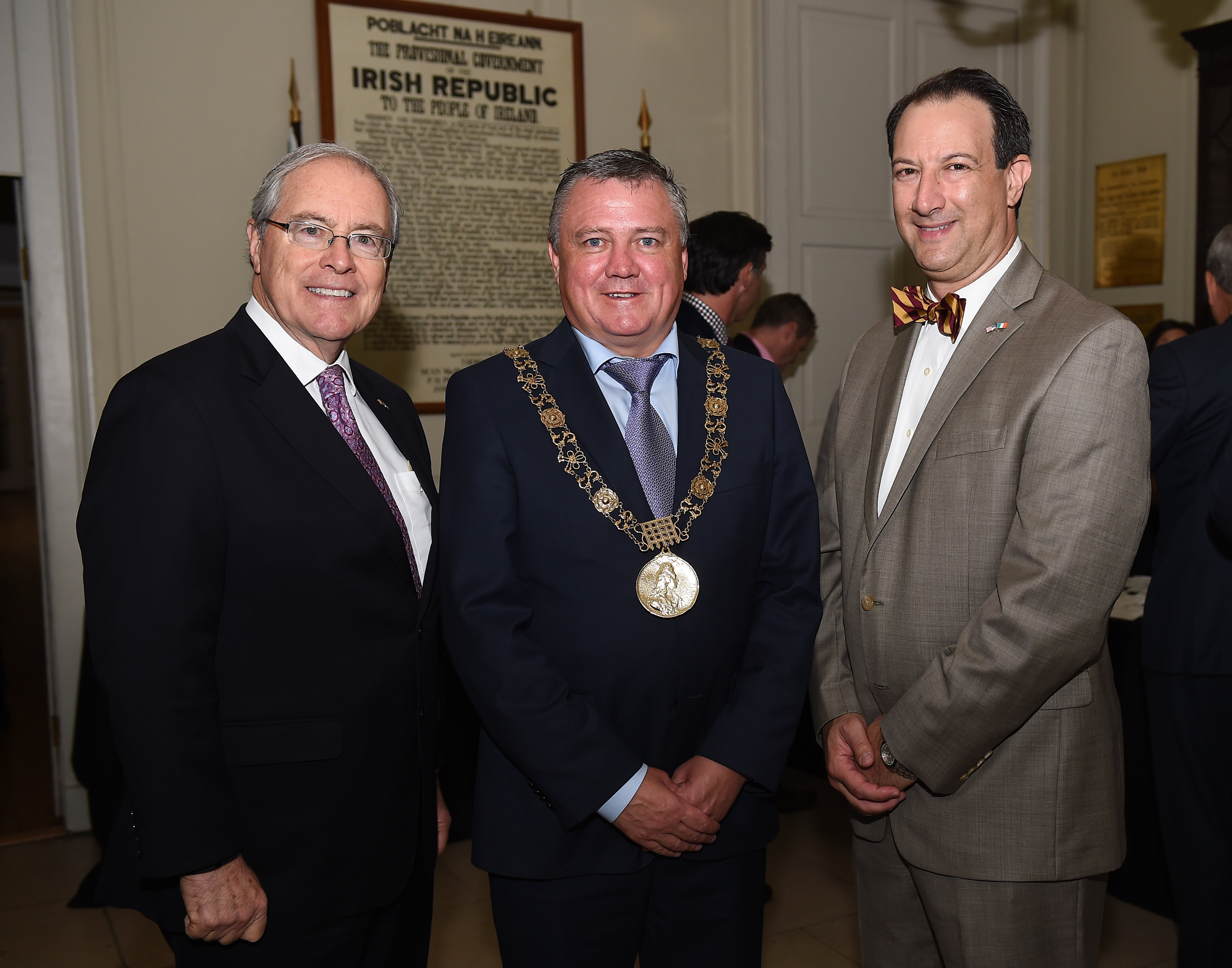 From left: Kevin O’Malley, Brendan Carr, and Warren K. Zola, Boston College Chief Executives Club executive director.