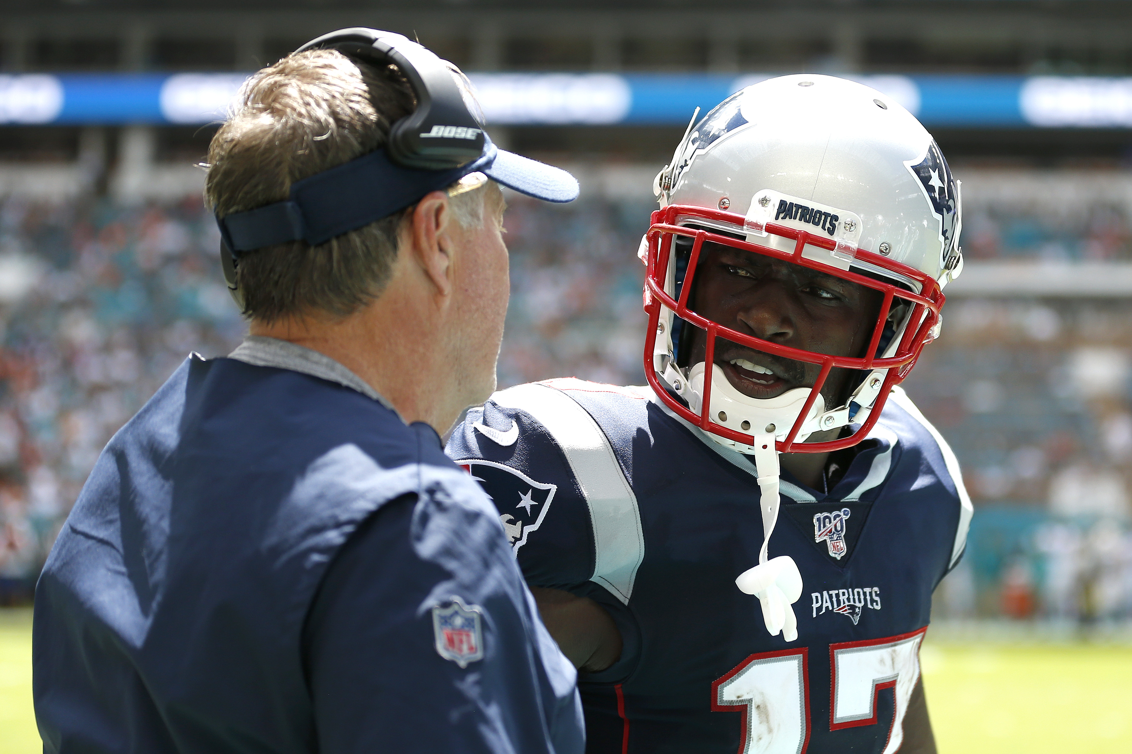 Antonio Brown made his Patriots’ debut Sunday in Miami.