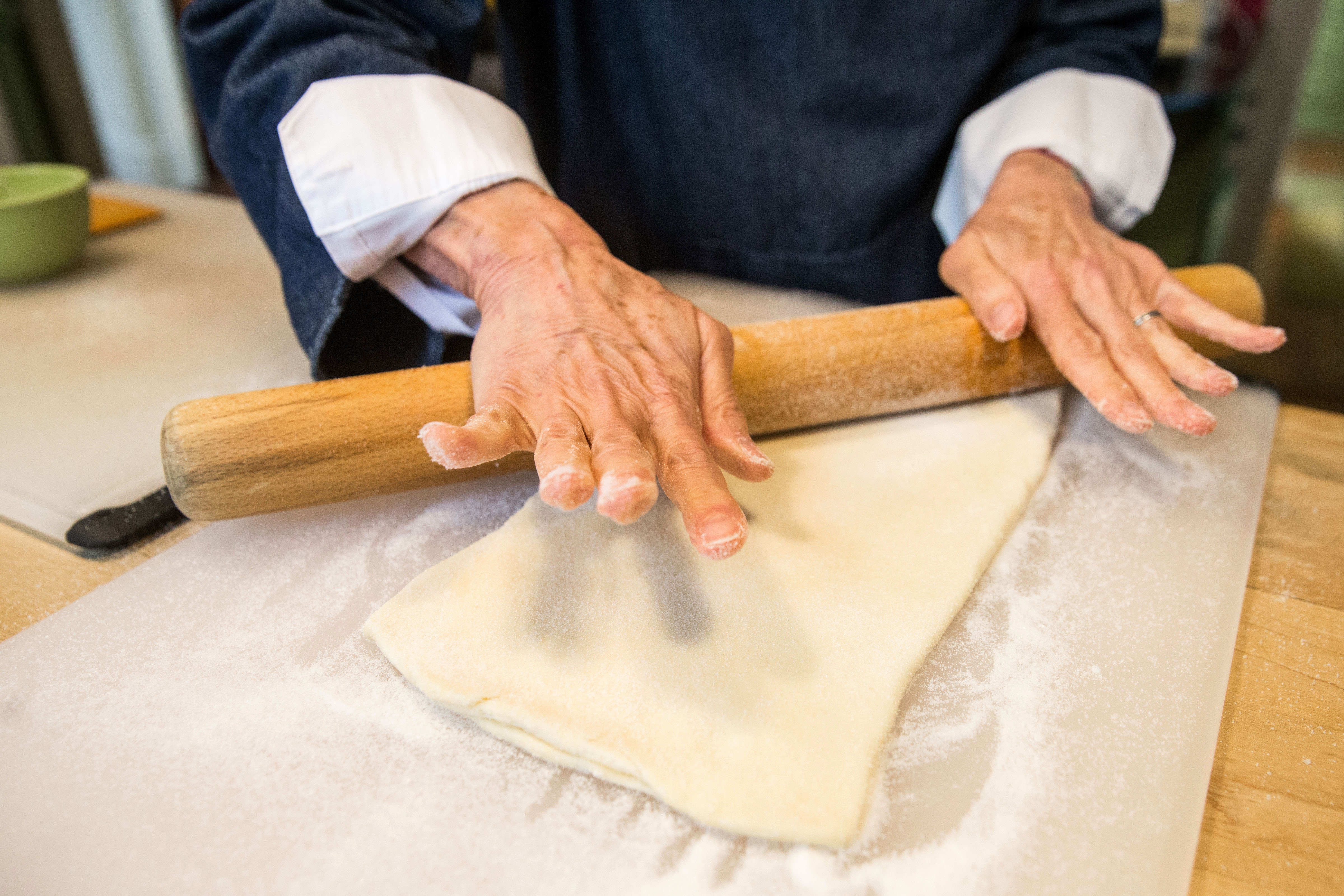 Working and folding the dough.