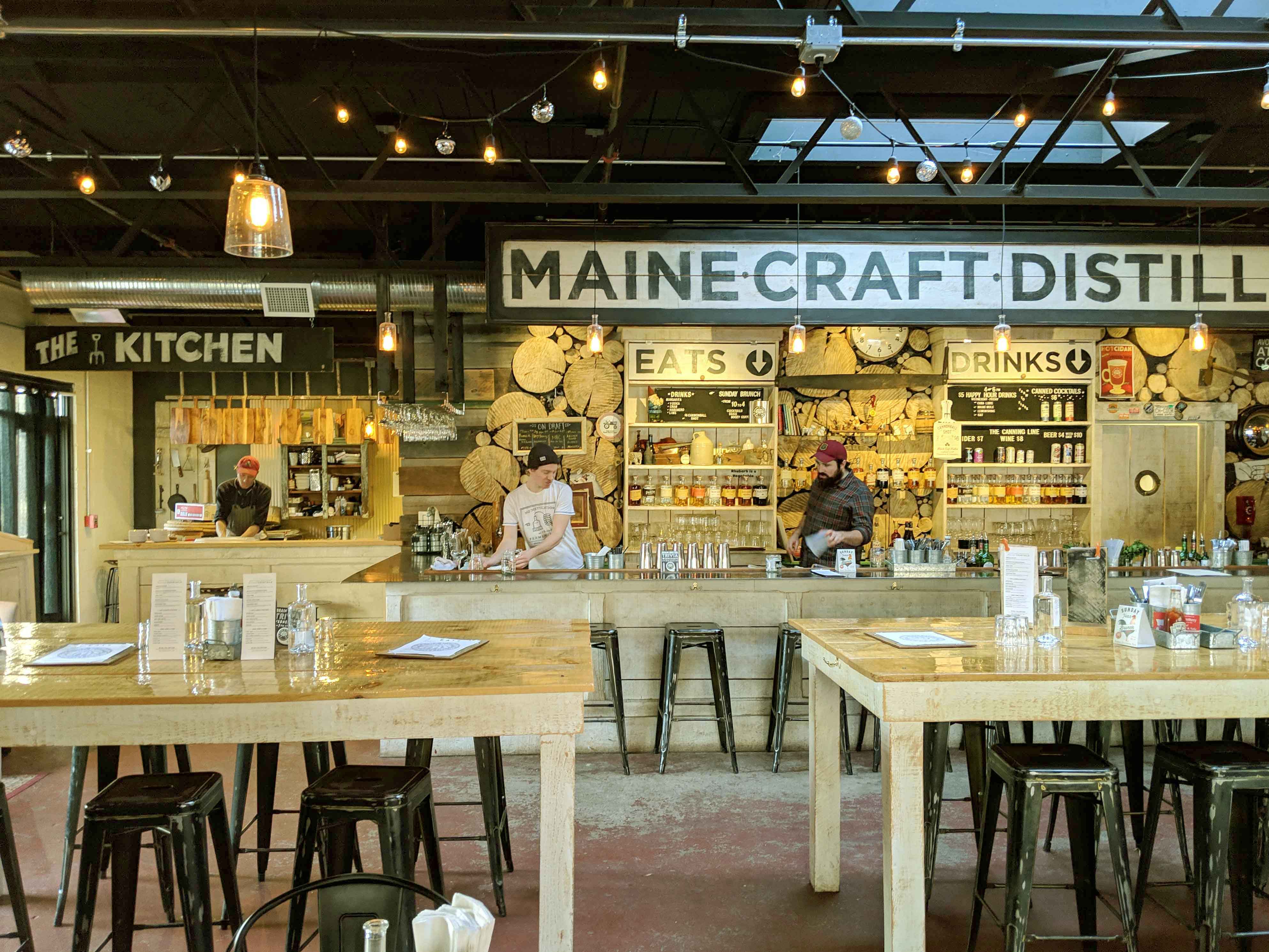 Maine Craft Distilling makes a range of potables and serves them straight or in cocktails. The tasting room also offers a nice selection of food.