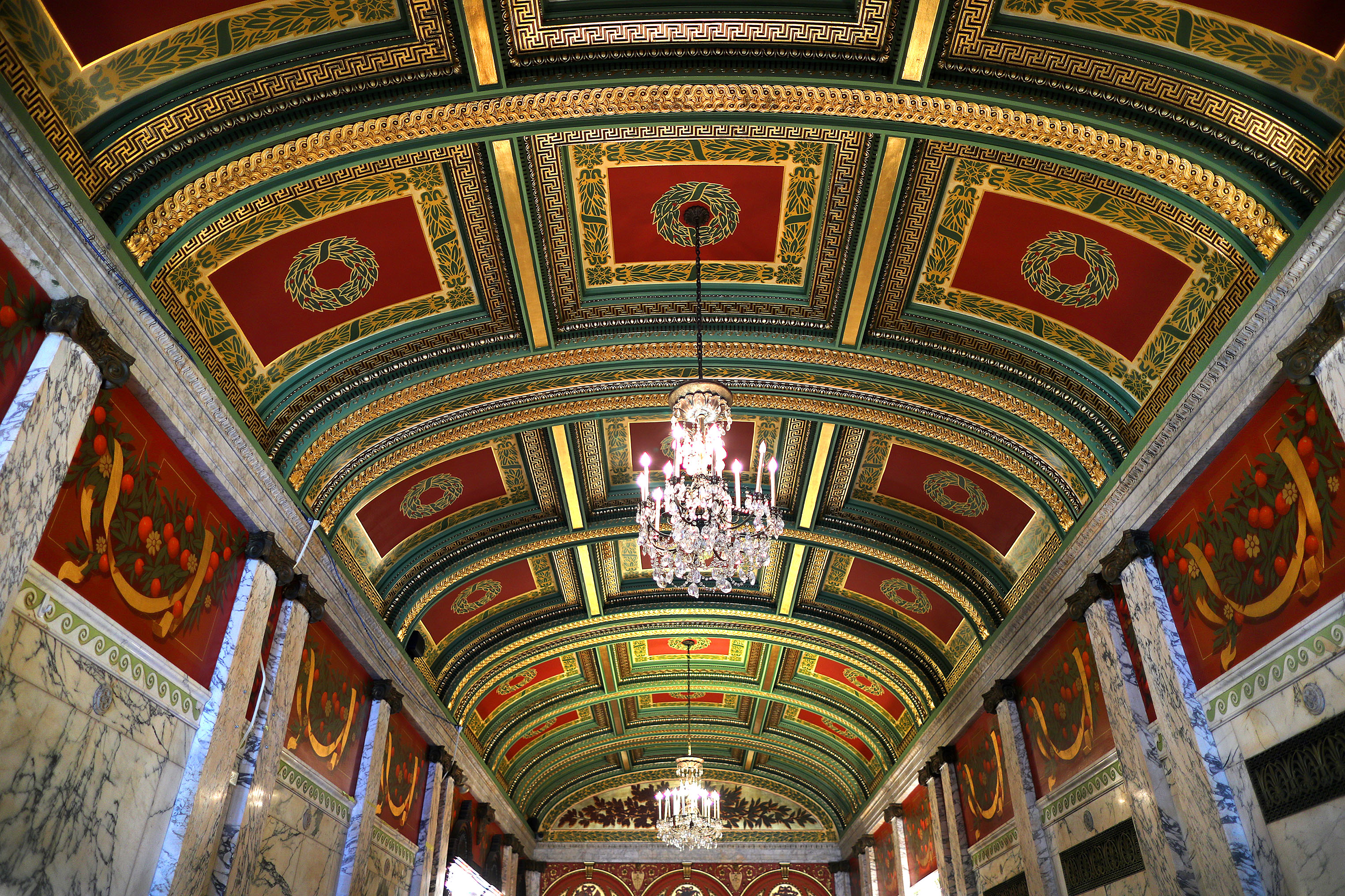 A view of the entrance lobby to the theater.