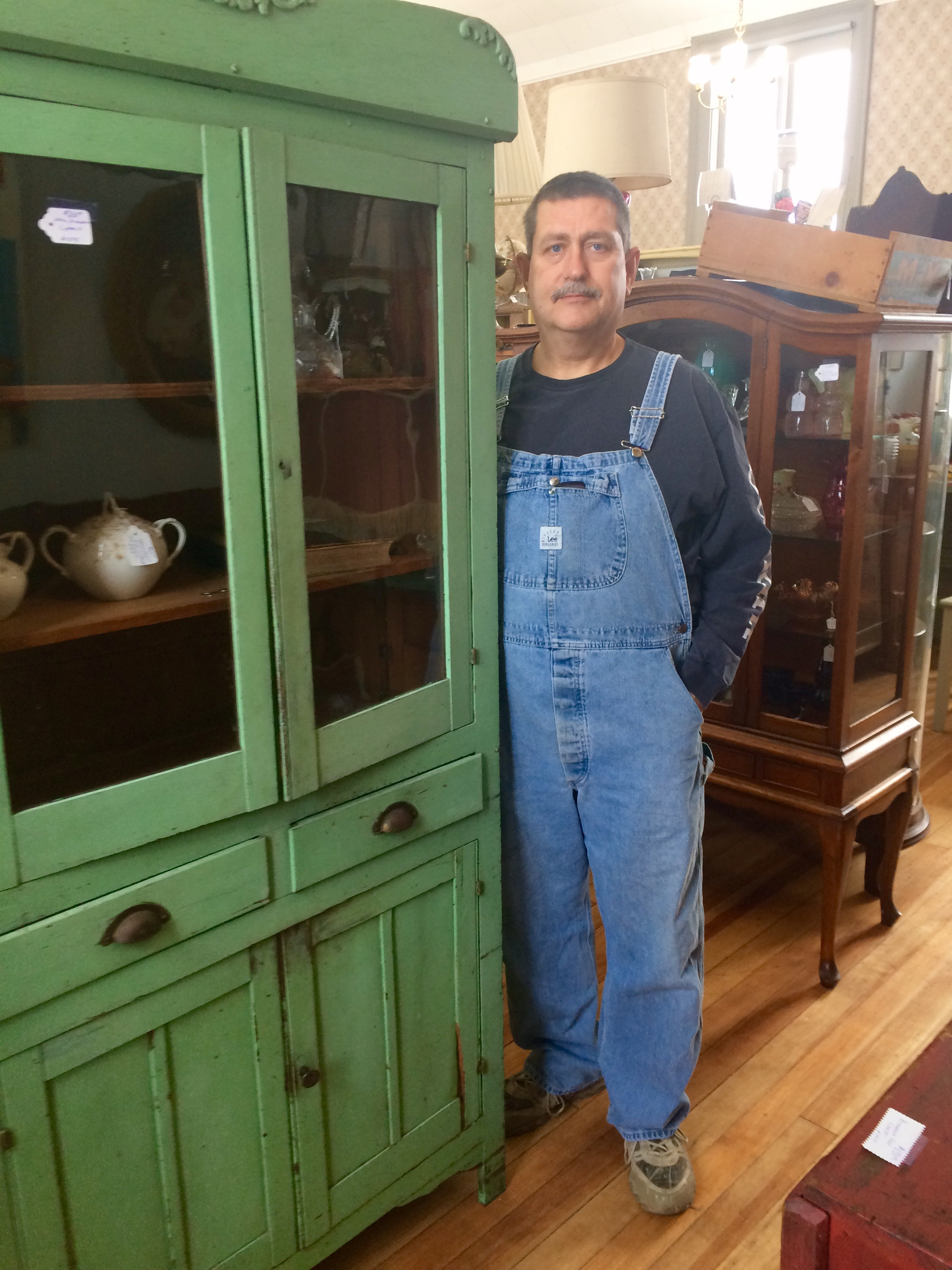 Terry Kittle in his antiques and collectibles shop in Moscow Township, Mich.