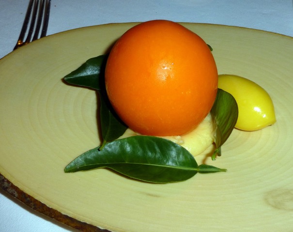 At Belcanto, a Lisbon restaurant with two Michelin stars, Portuguese classics are imaginatively reinvented, such as this mousse-filled dessert, designed to look like a citrus fruit.