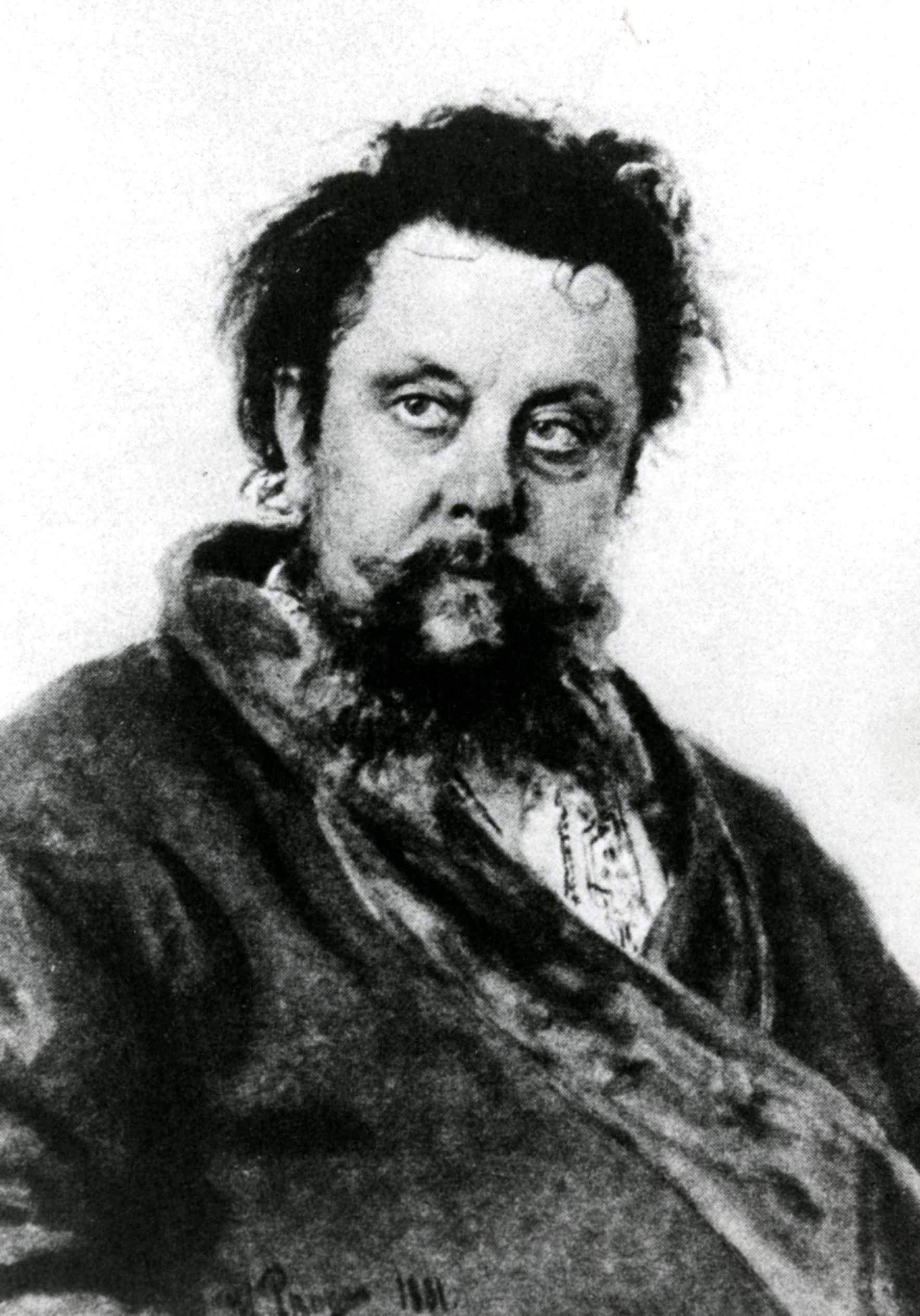 Sketched out by Modest Mussorgsky (above) in 1874, “Jesus Navin” will be performed by the Zamir Chorale on Monday.
