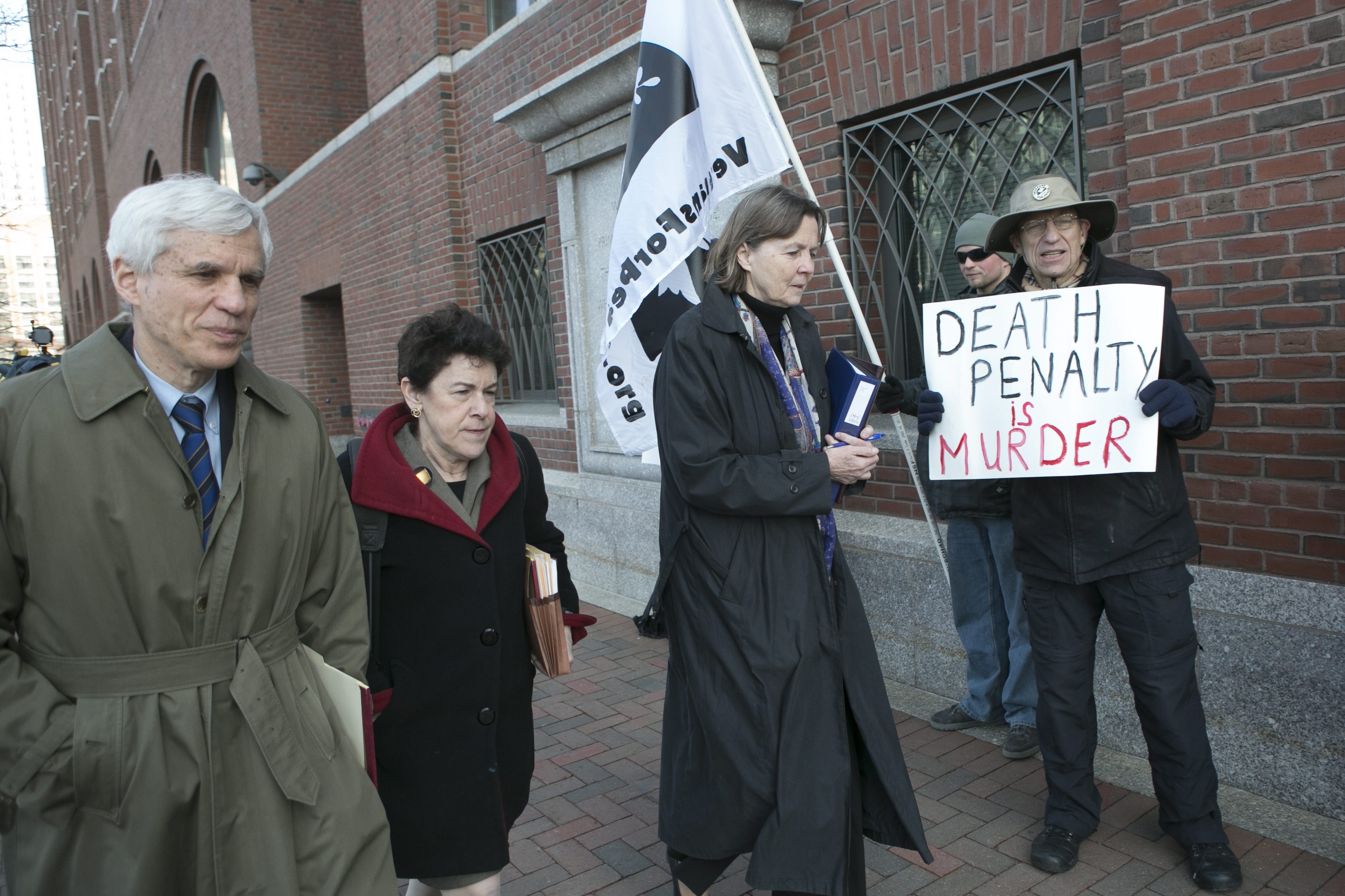 Tsarnaev defense team member Judy Clarke (third from left) worked with Vogelsang in the Moussaoui case.