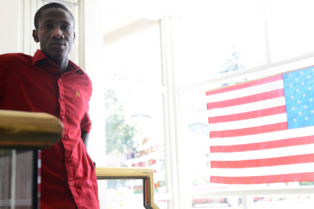 Joel Joseph made a good living in Haiti doing computer repair work. He said he hopes to eventually attend Boston University to study computer programming.