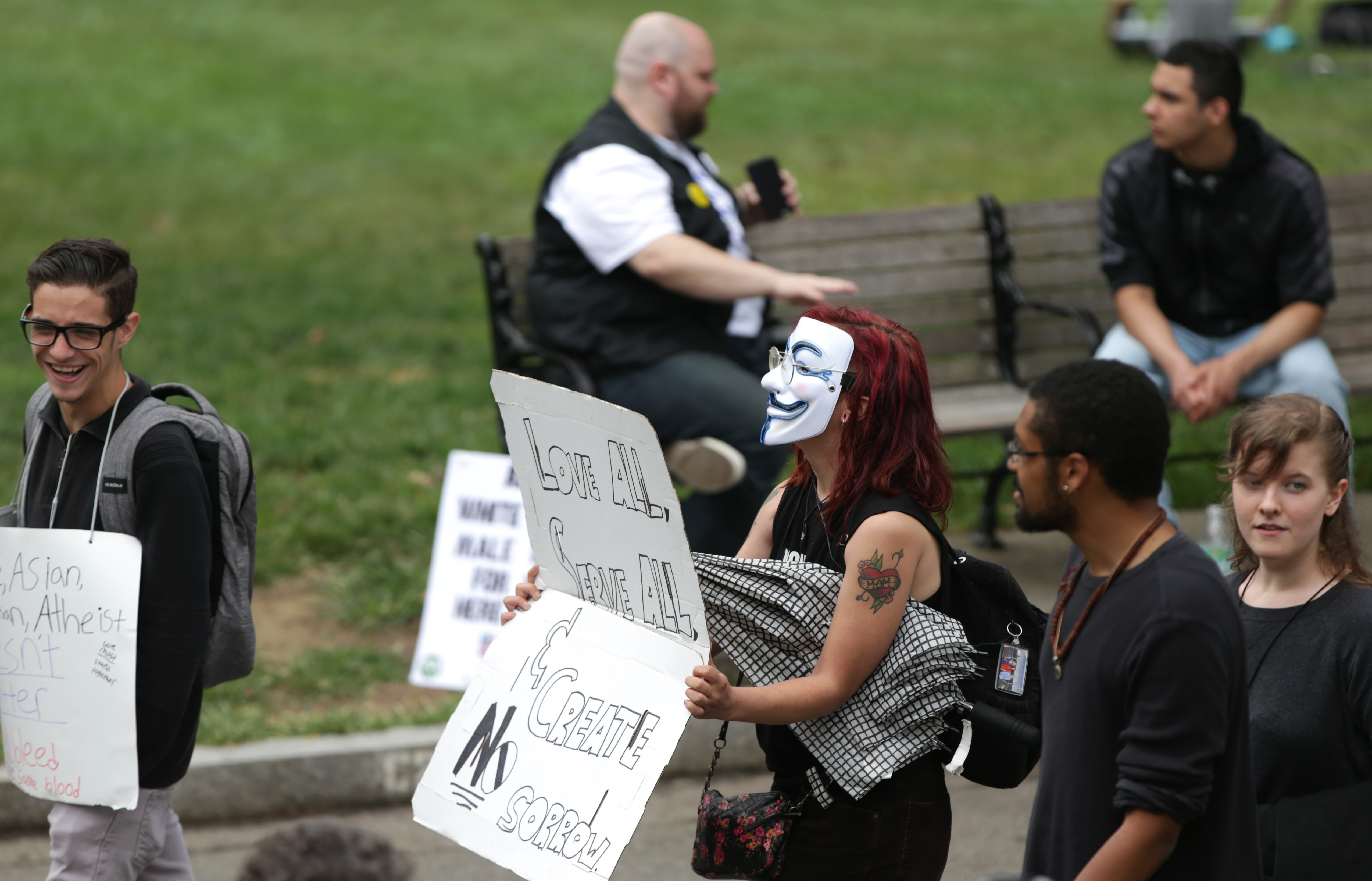 Protesters started to arrive at the rally on Boston Common.