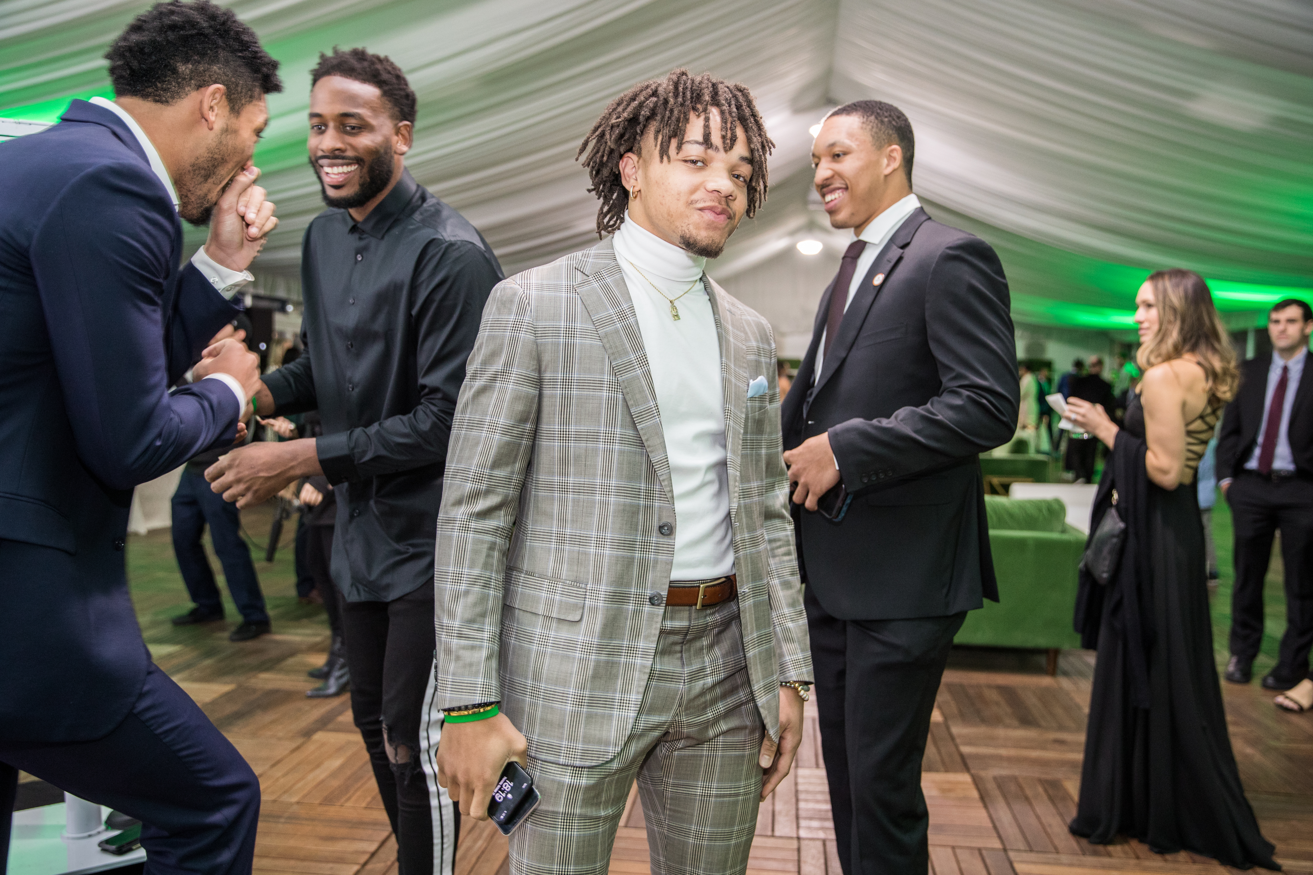 Carsen Edwards (center, in plaid).