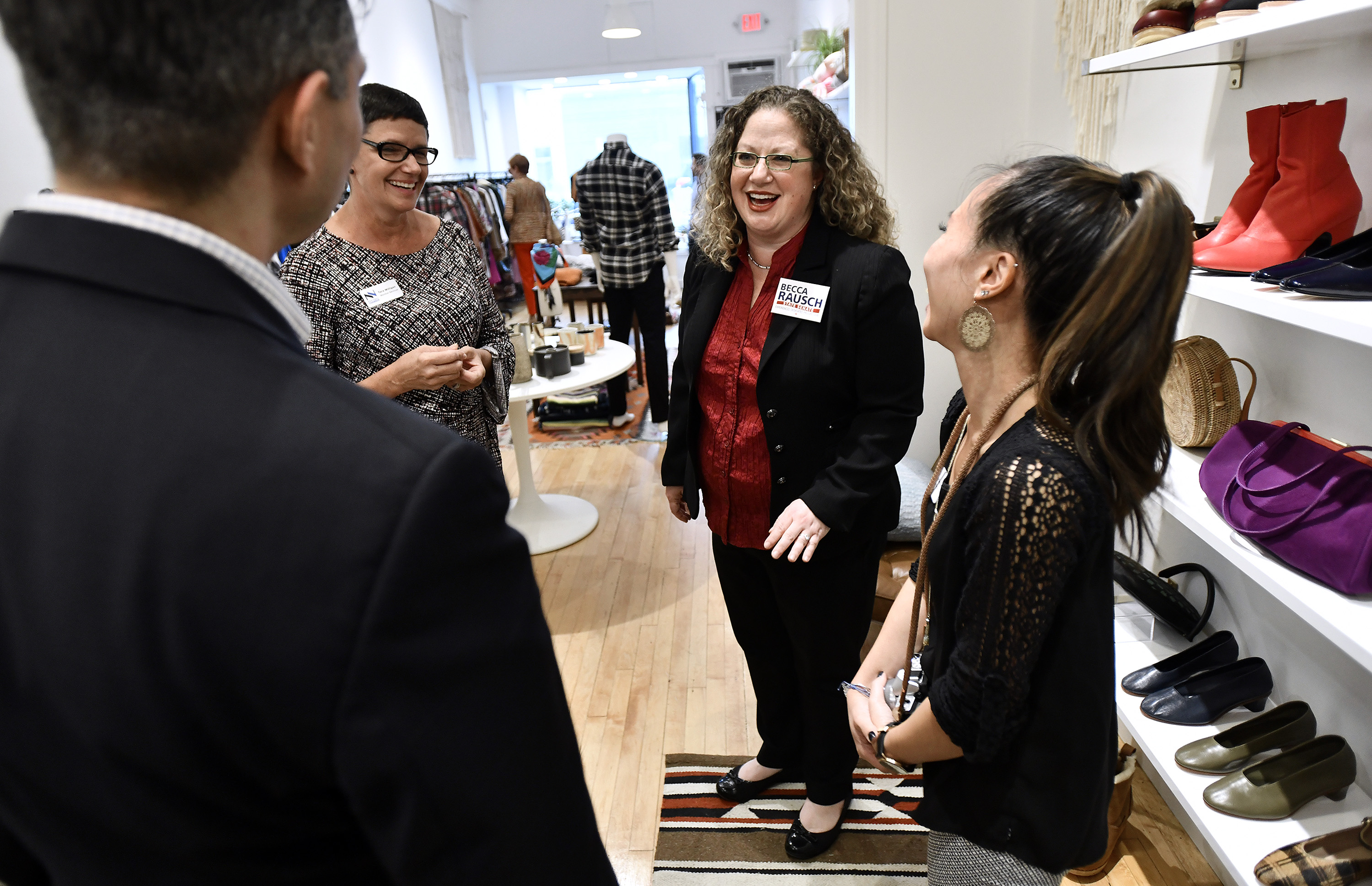 Would-be senator Becca Rausch attended an event in Needham.