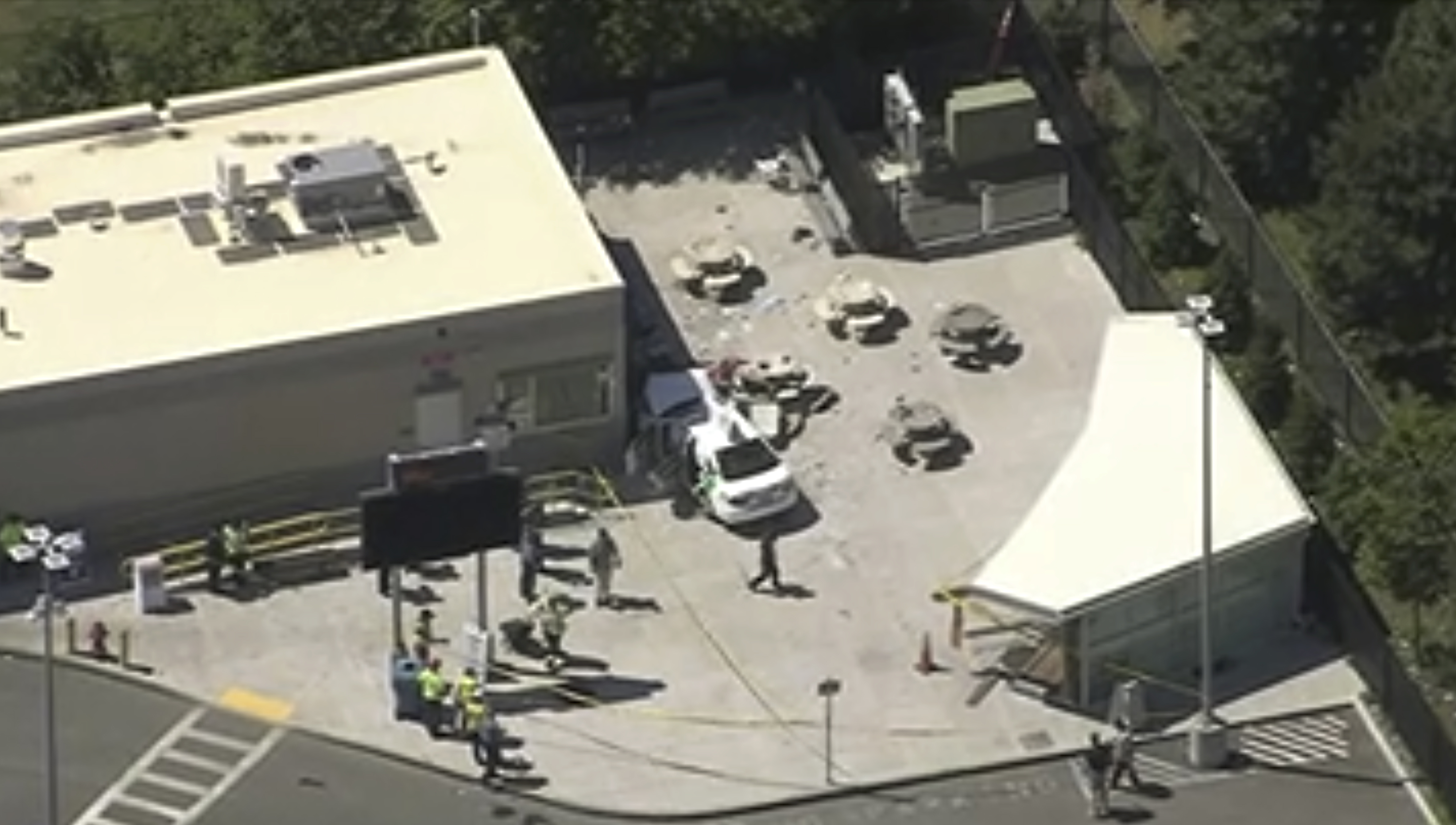 An aerial view of the scene in East Boston.