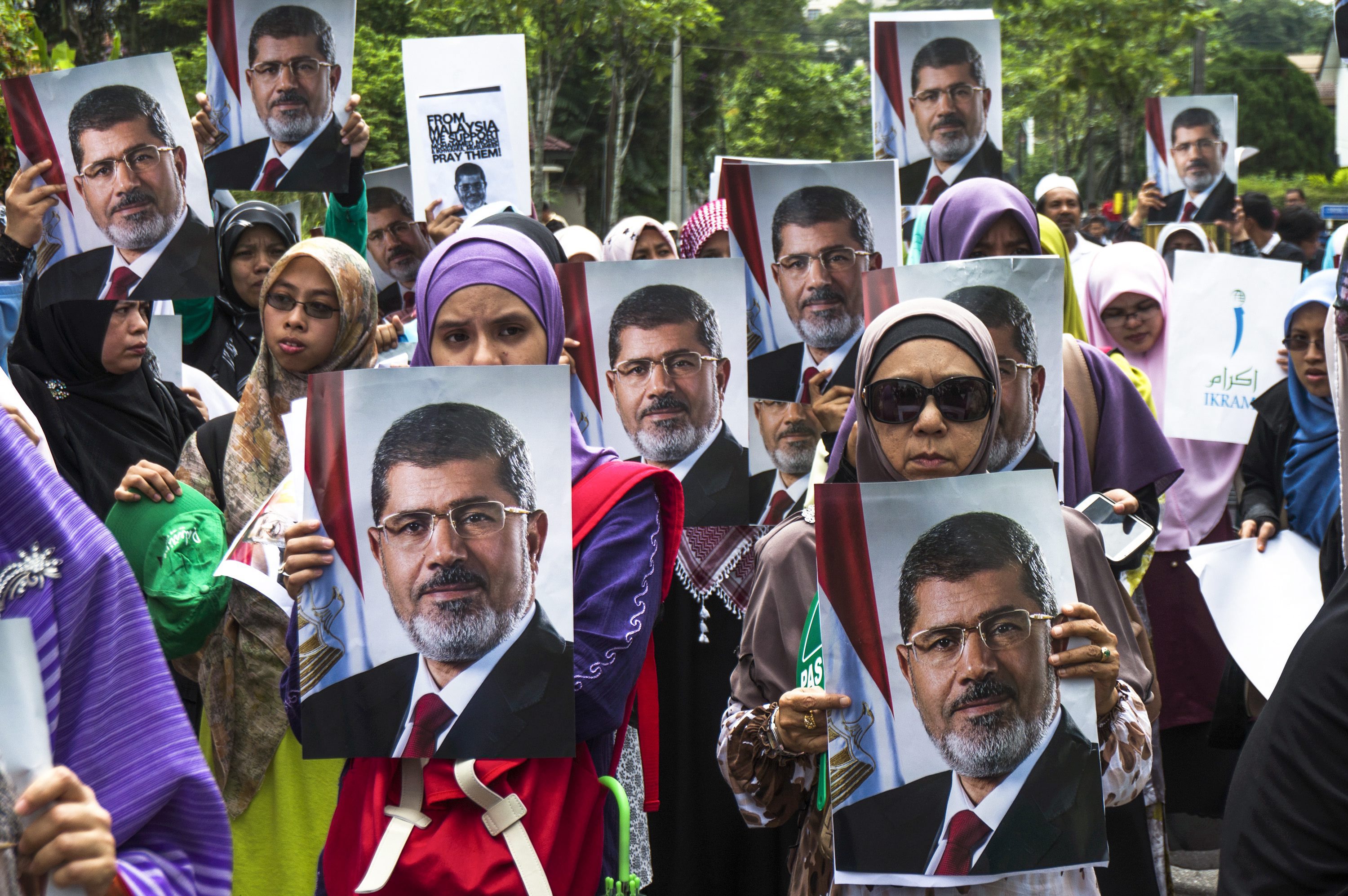 A pro-Morsi demonstration near the Egyptian embassy in Kuala Lumpur, Malaysia on July 8.