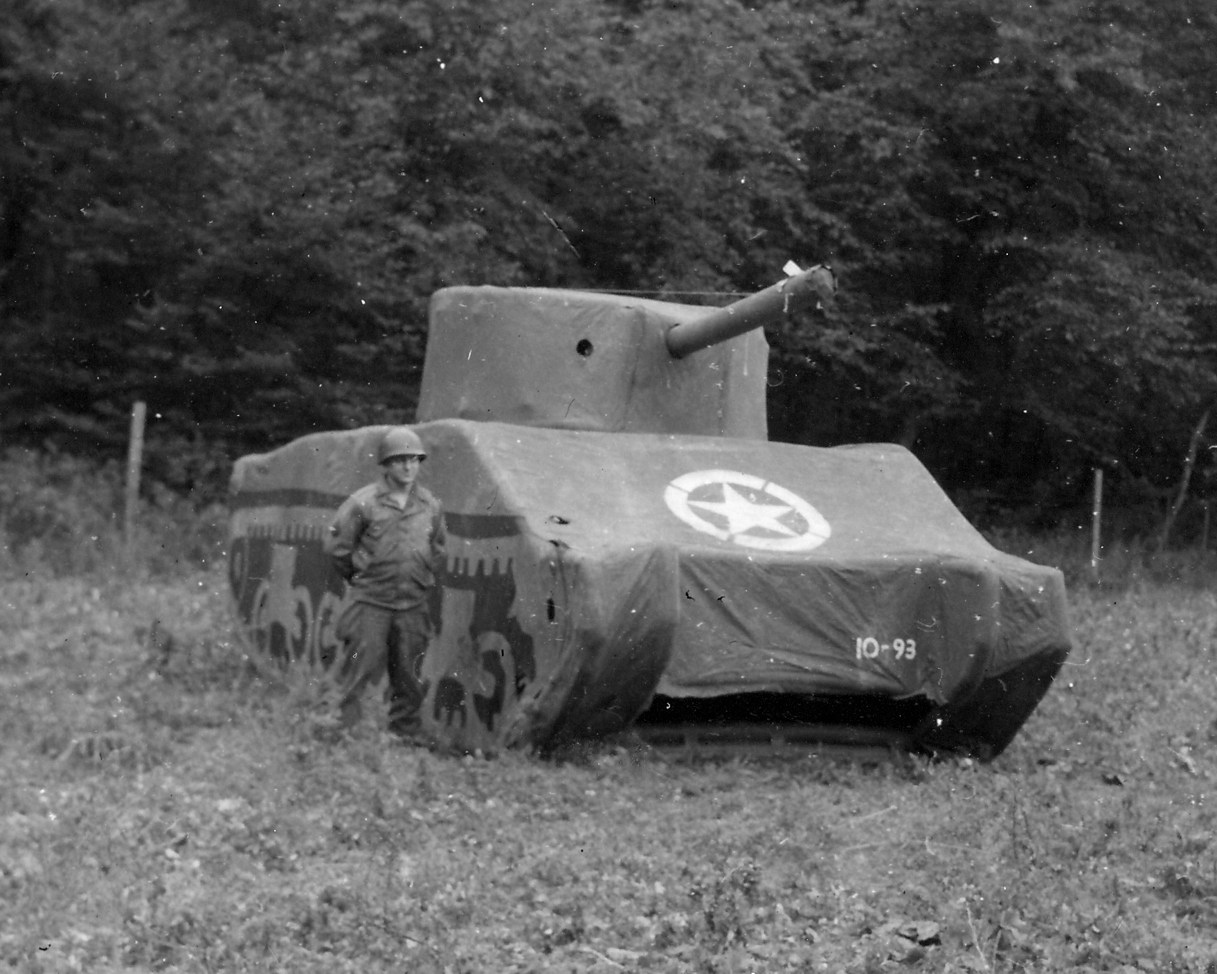 An inflatable rubber tank weighing 93 pounds.