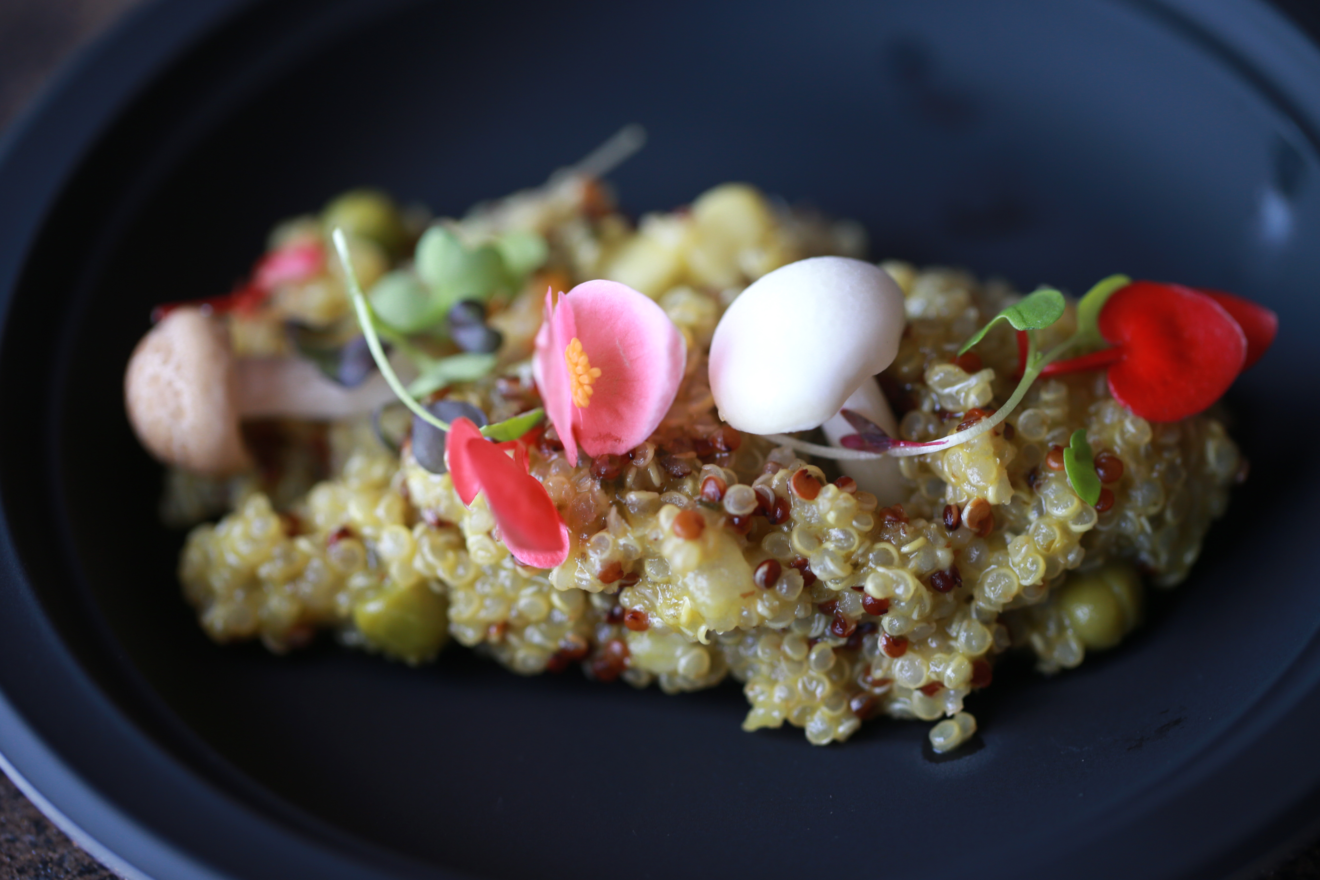 Duarte used quinoa to create a vegetable dish (above) based on the South American grain.