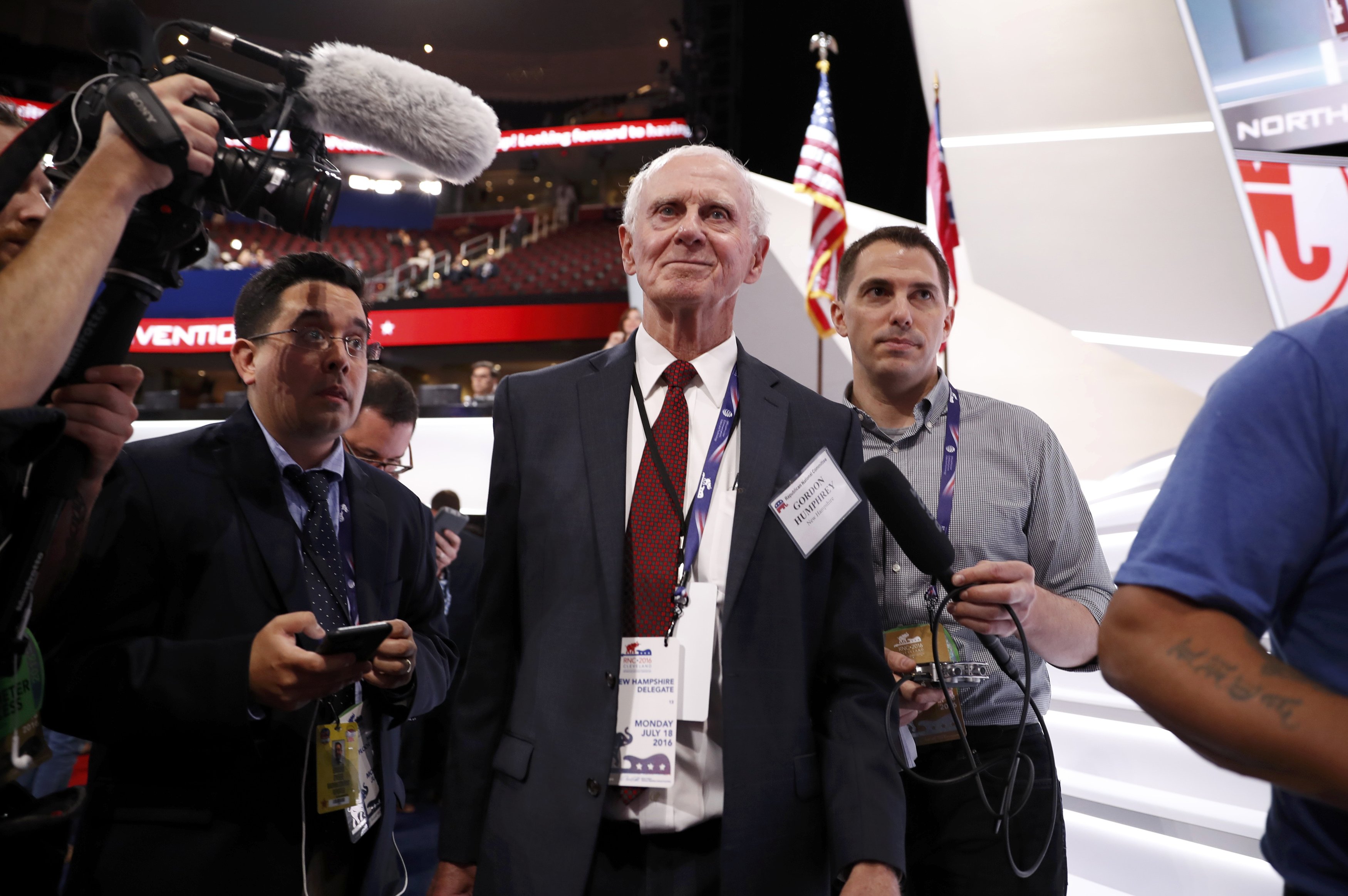 Gordon Humphrey, shown at the Republican National Convention in Cleveland, was a leader in the "Never Trump" movement.