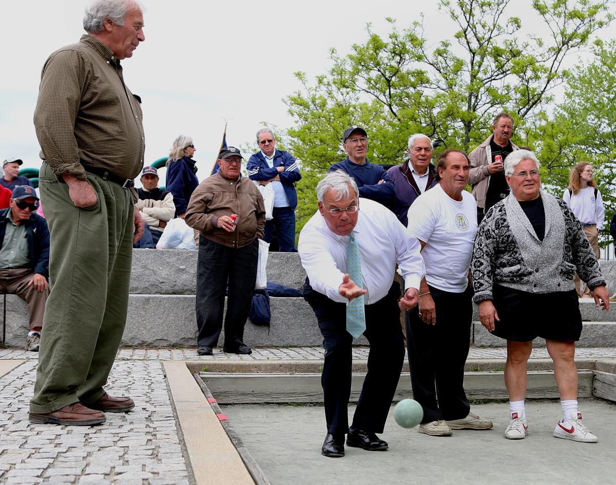 Menino was Boston’s first Italian-American mayor, and reveled in his heritage, taking a turn during a 2009 bocce tournament for seniors at Langone Park in the North End.